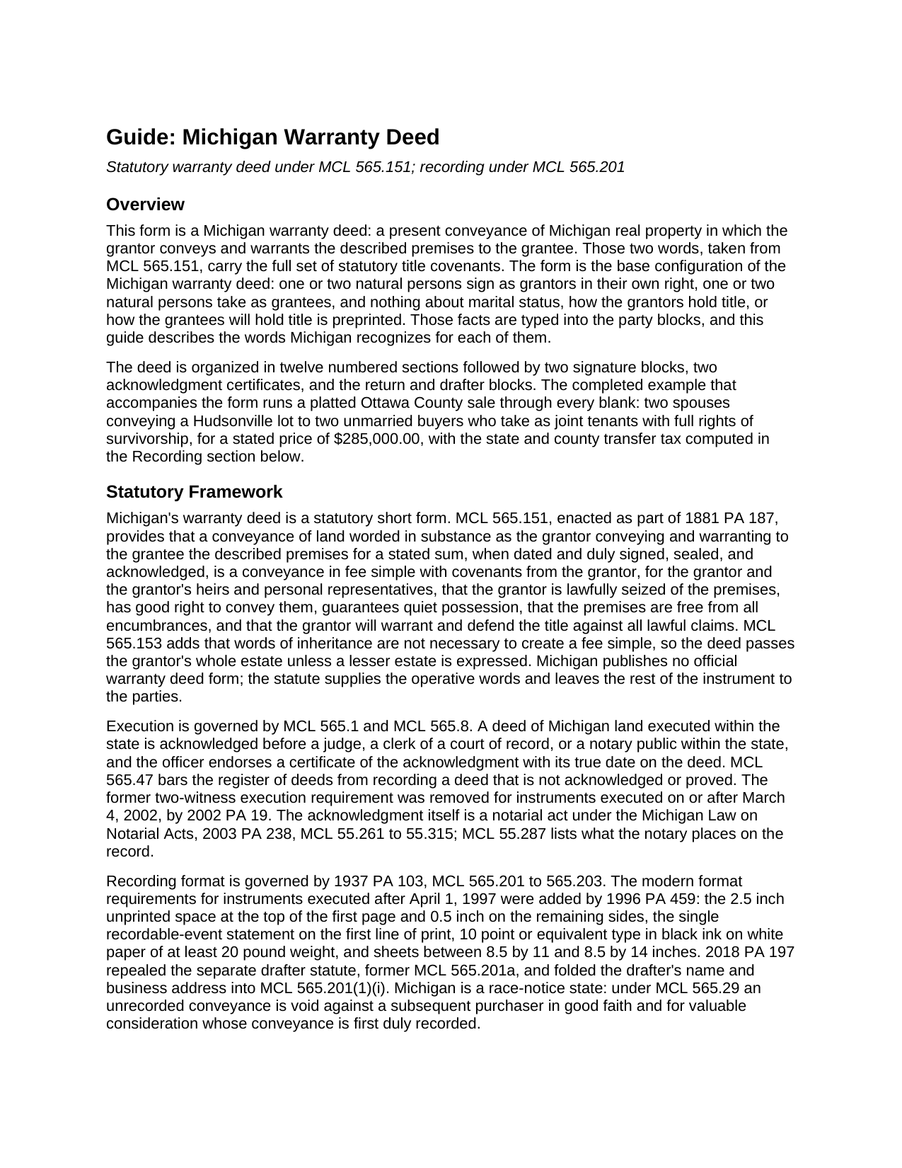 Wayne County Warranty Deed Guide