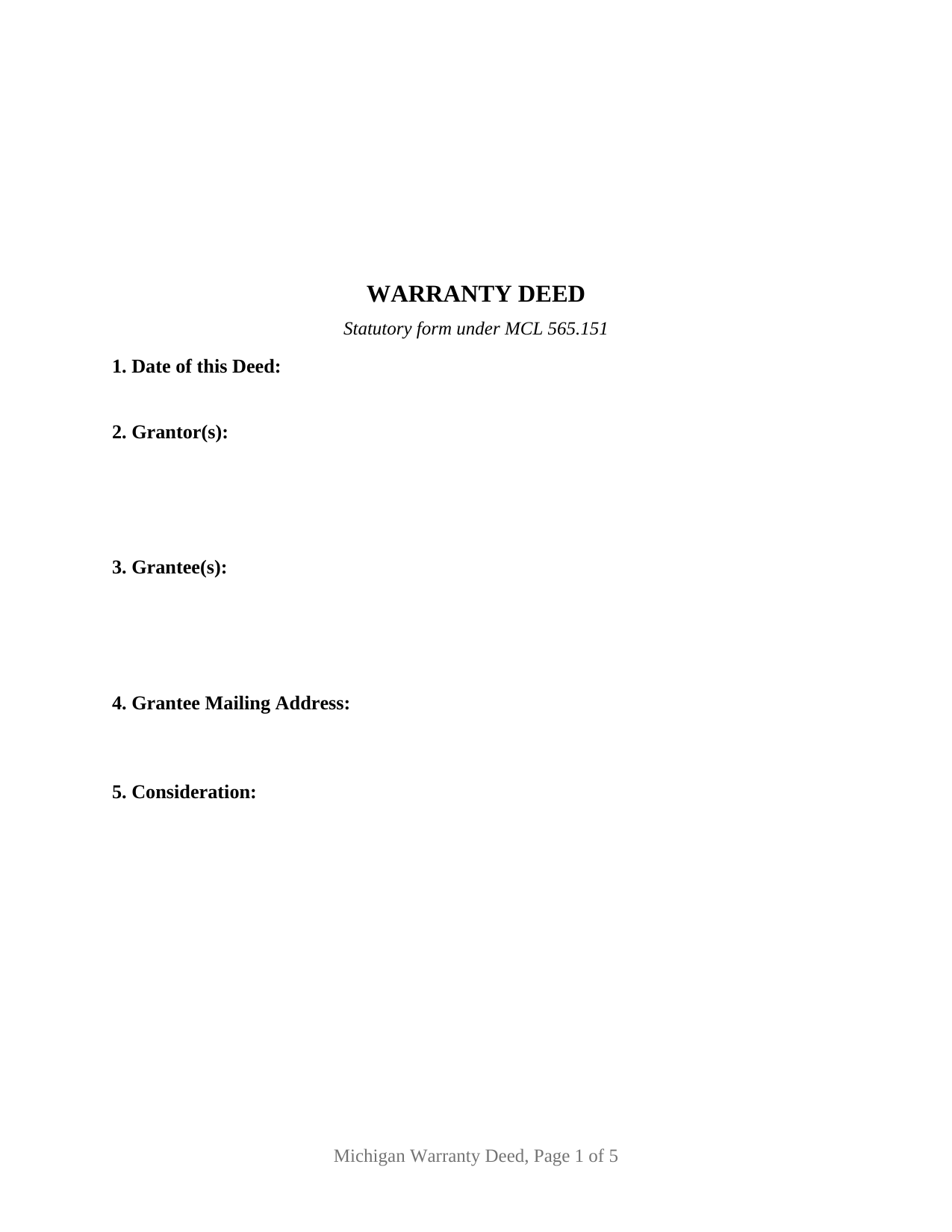 Wayne County Warranty Deed Form