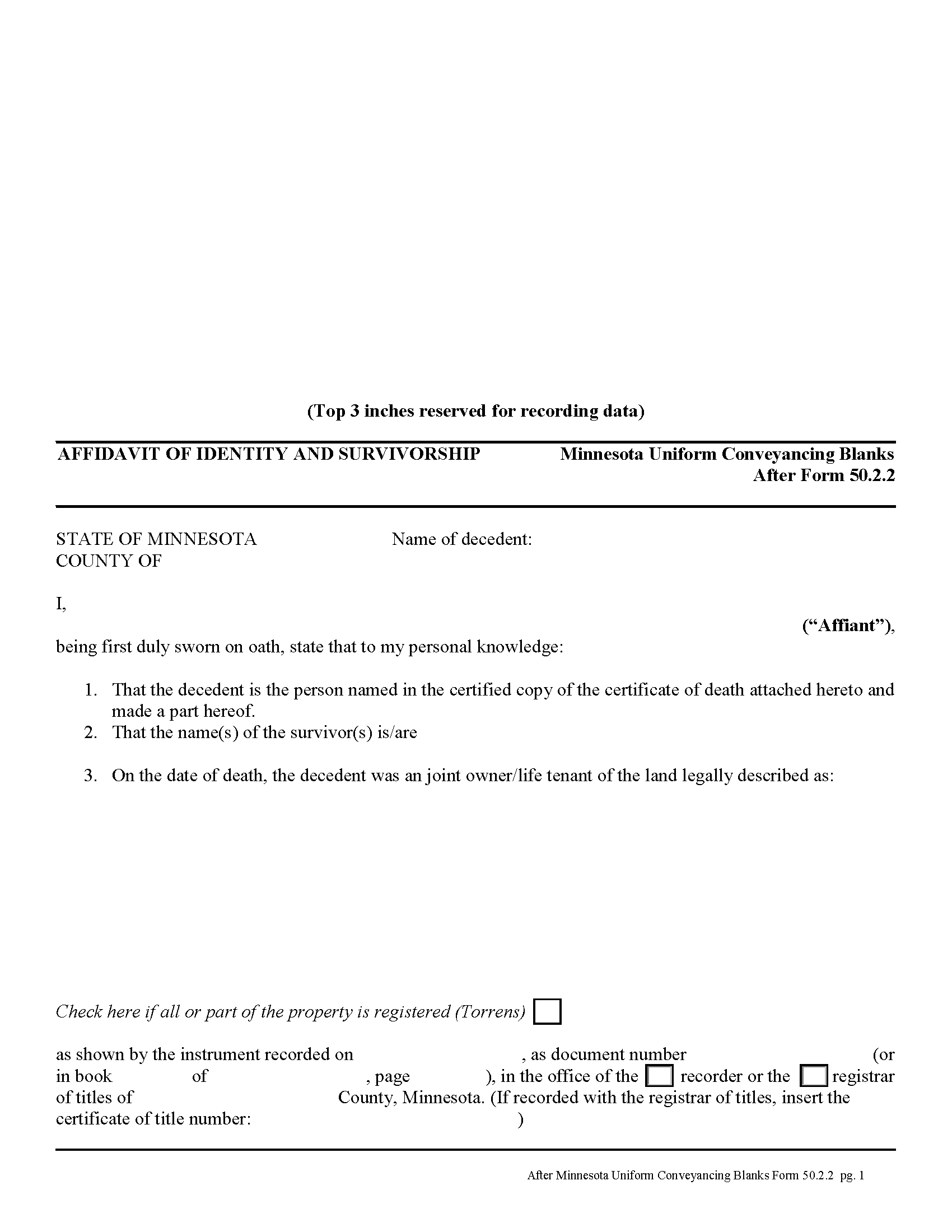 Affidavit of Identity and Survivorship Form