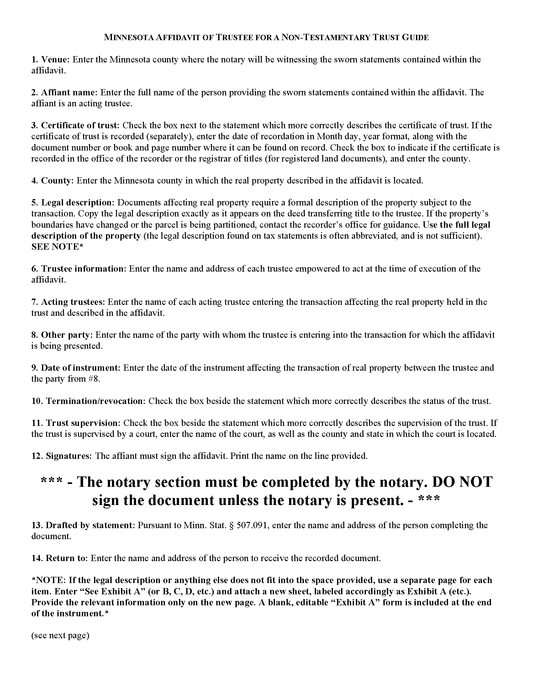 Grant County Affidavit of Trustee Guide