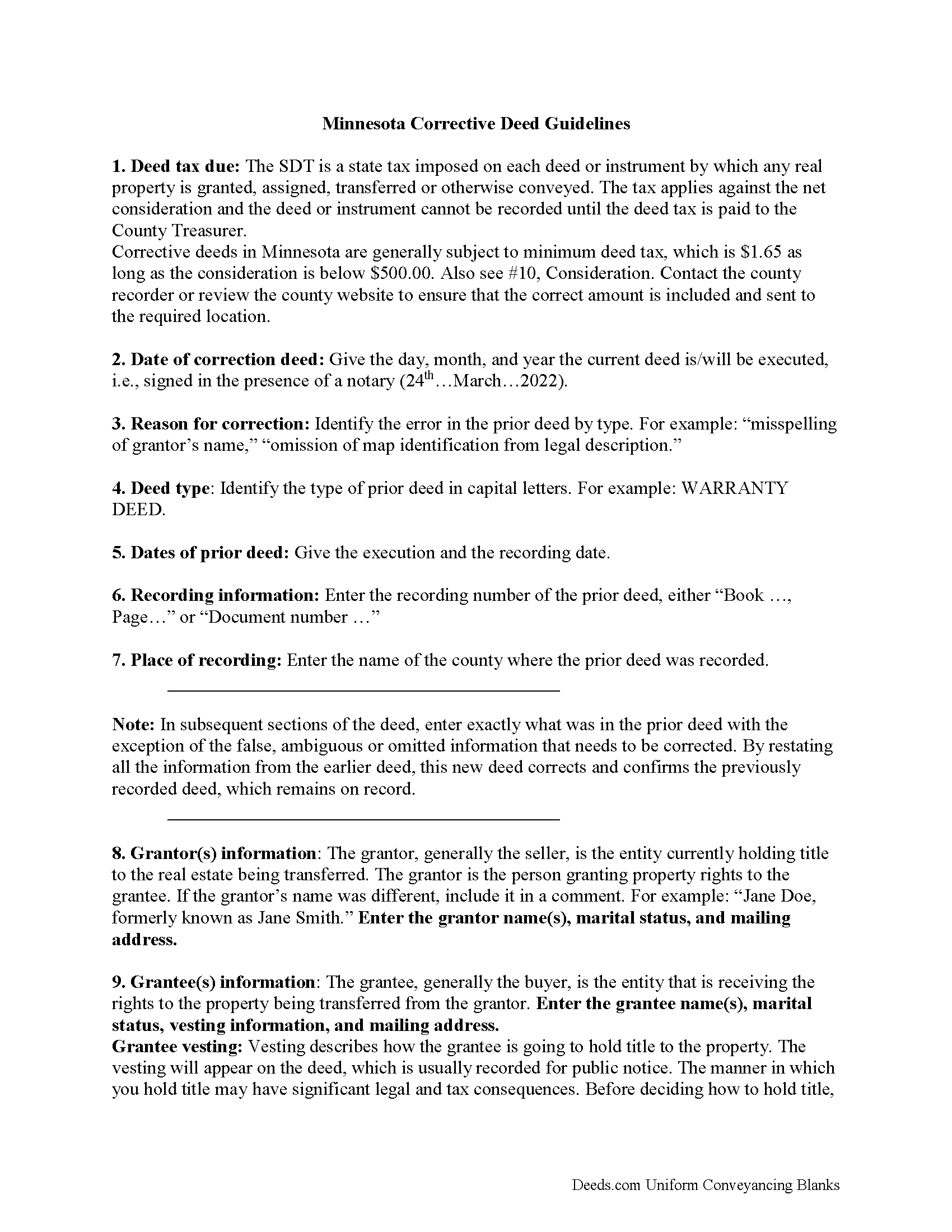 Chisago County Correction Deed Guide