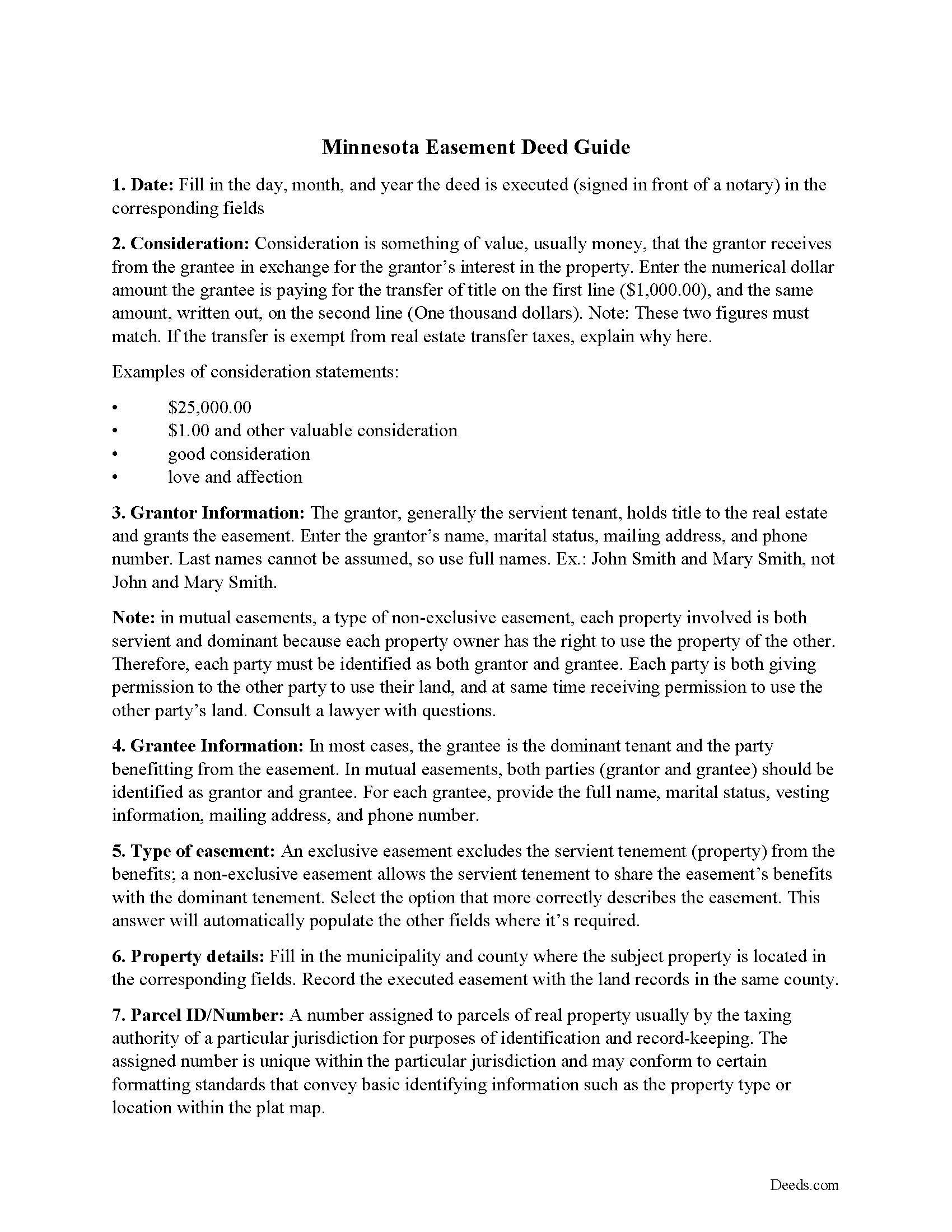 Olmsted County Easement Deed Guide