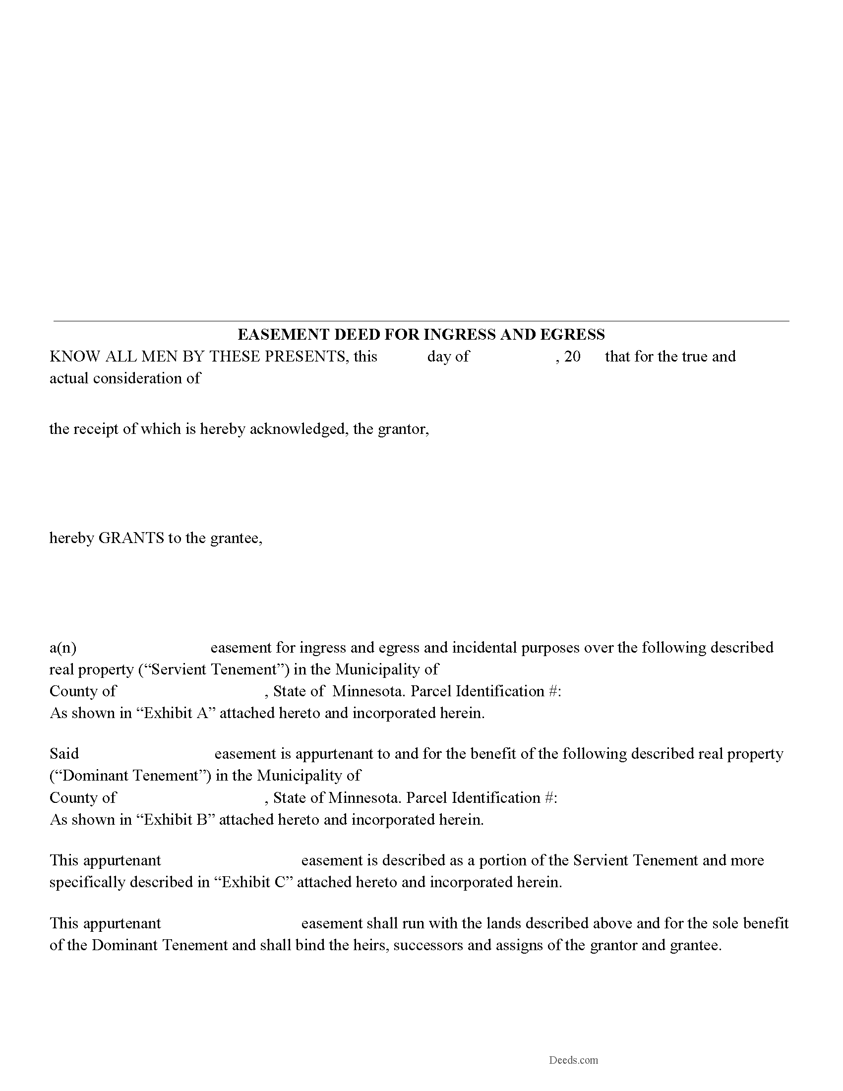 Olmsted County Easement Deed Form