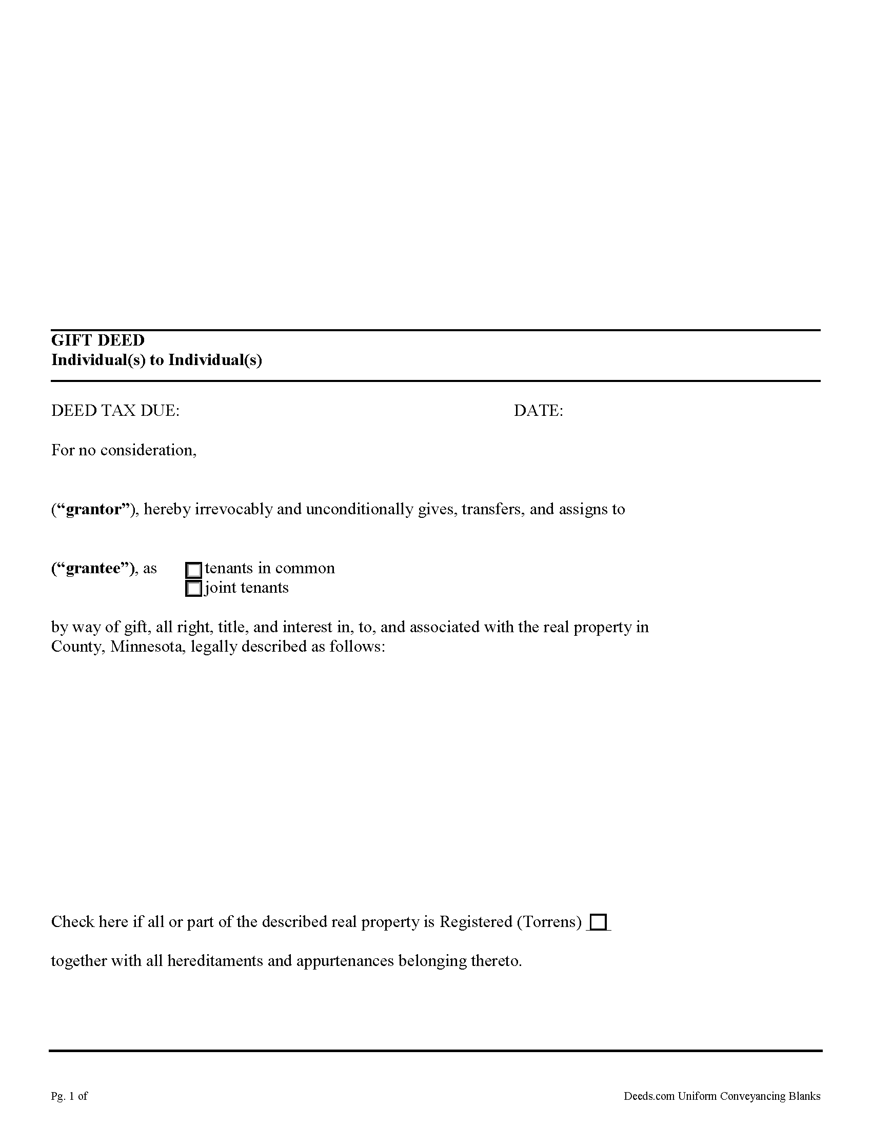 Clearwater County Gift Deed Form