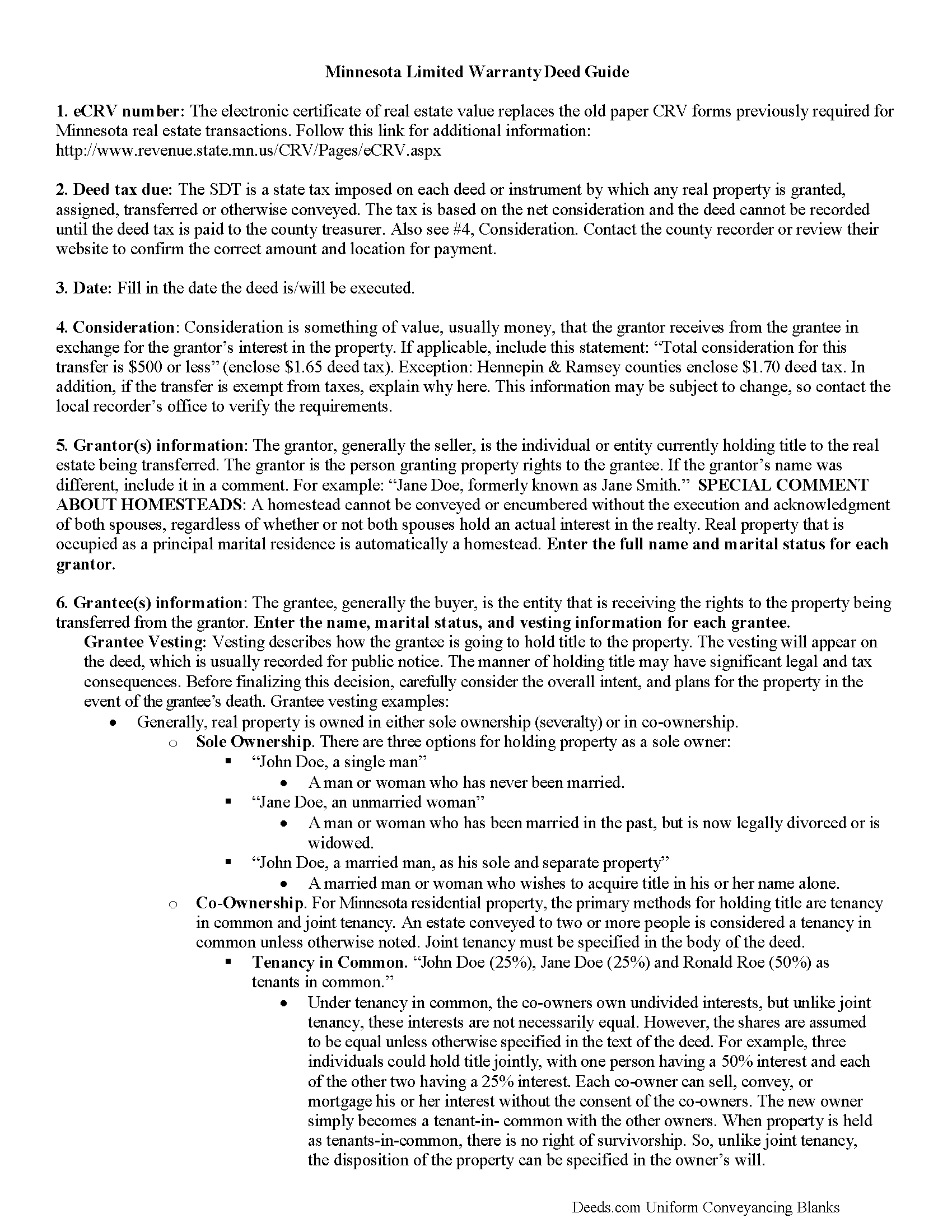 Watonwan County Limited Warranty Deed Guide
