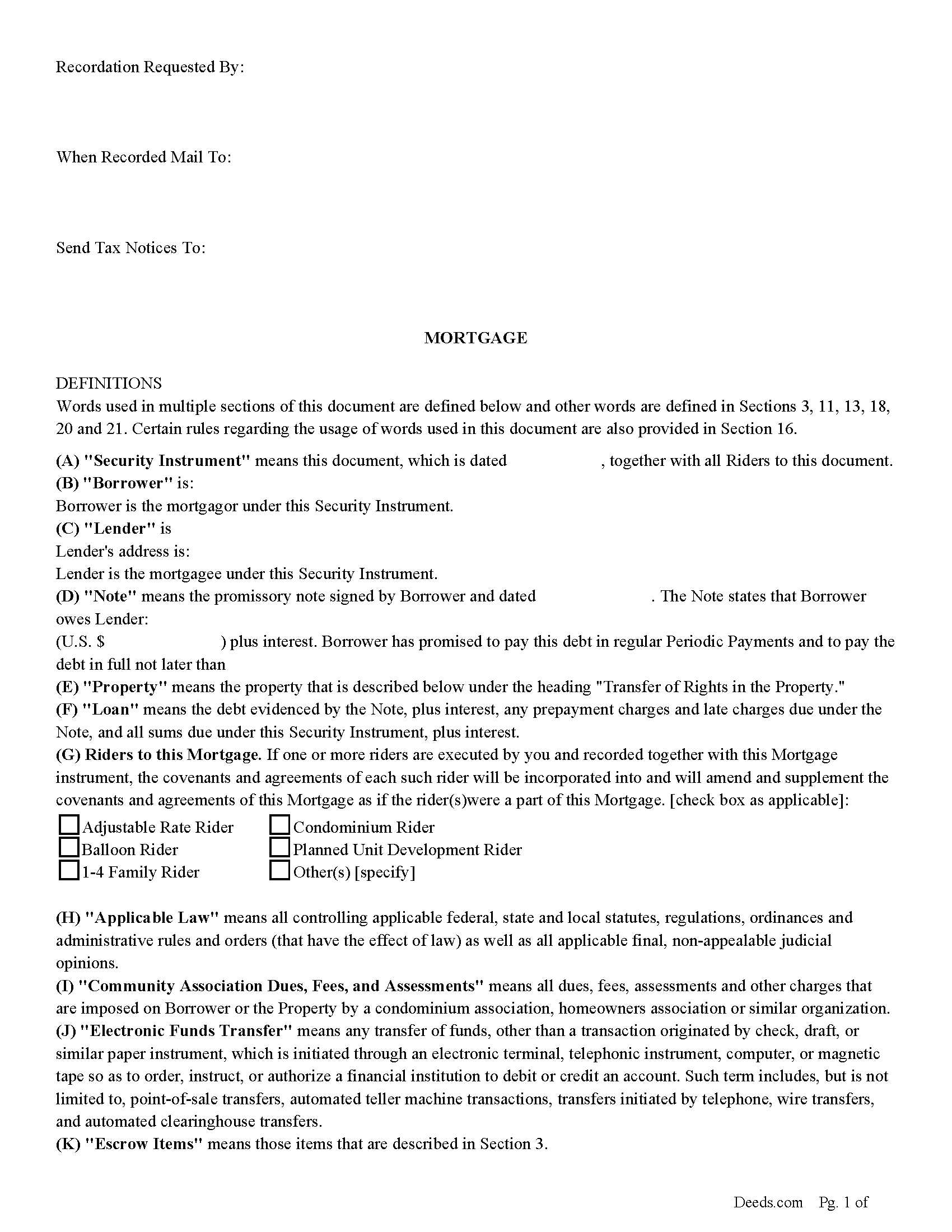 Minnesota Mortgage Secured by Promissory Note Image