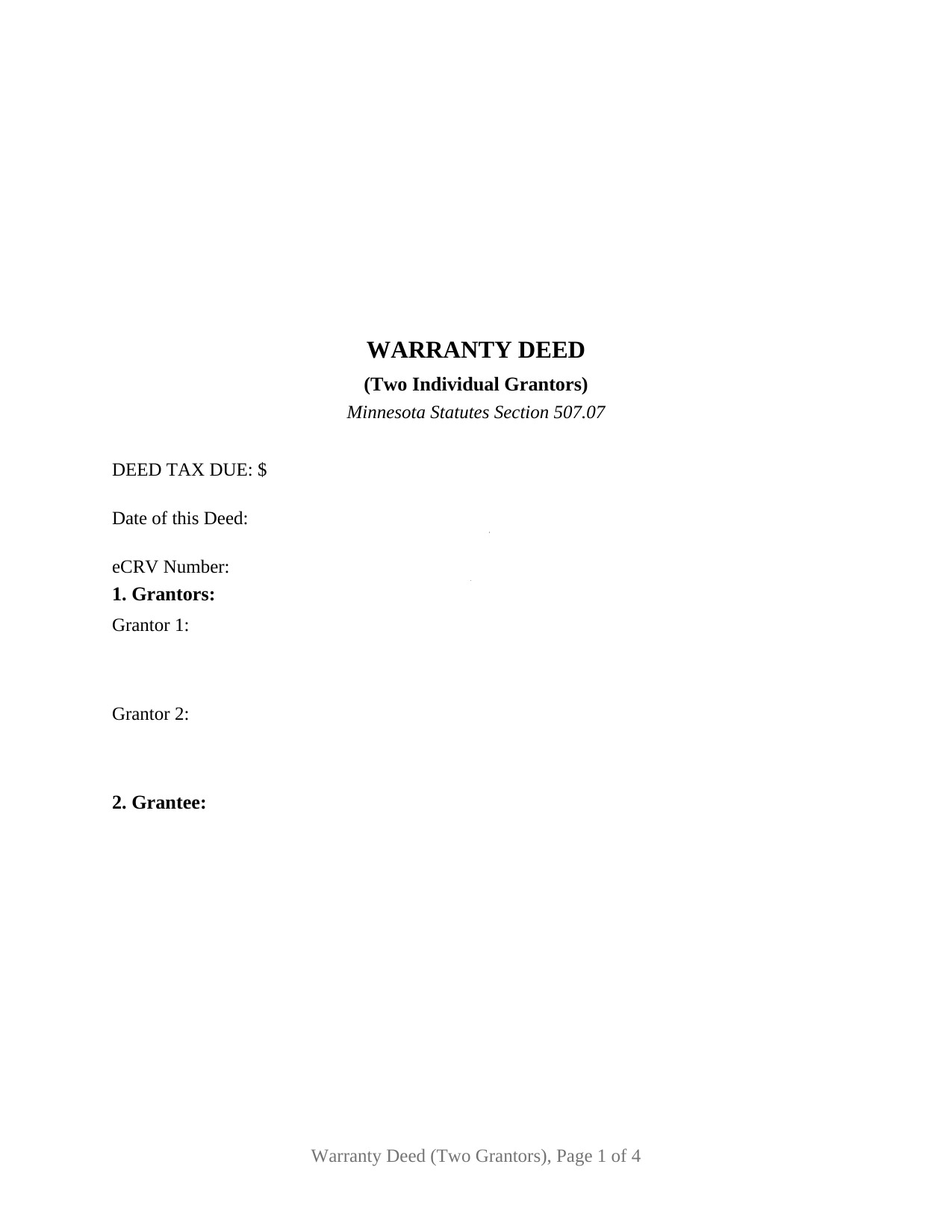 Minnesota Warranty Deed (Two Grantors)