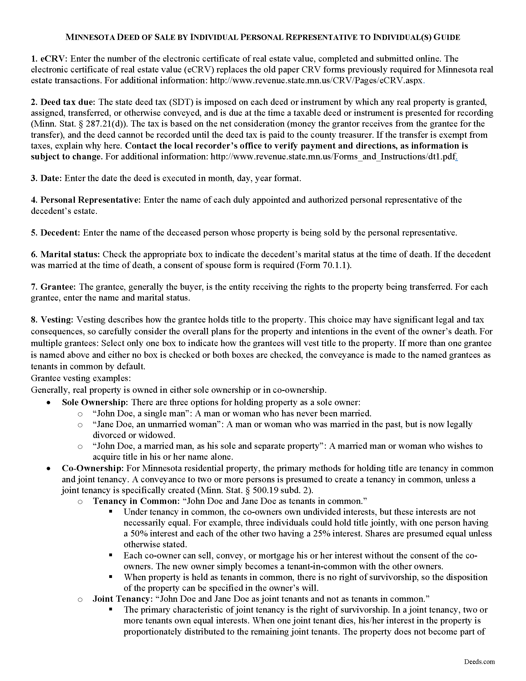 Grant County Personal Representative Deed of Sale Guide