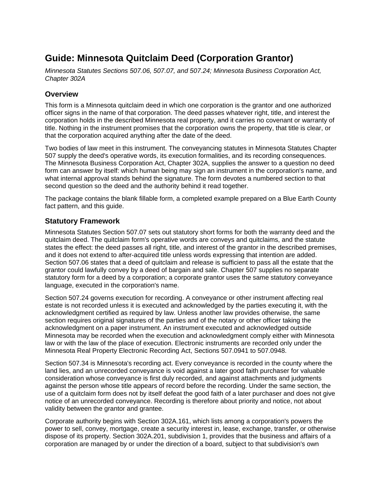 Murray County Quitclaim Deed (Corporation Grantor) Guide