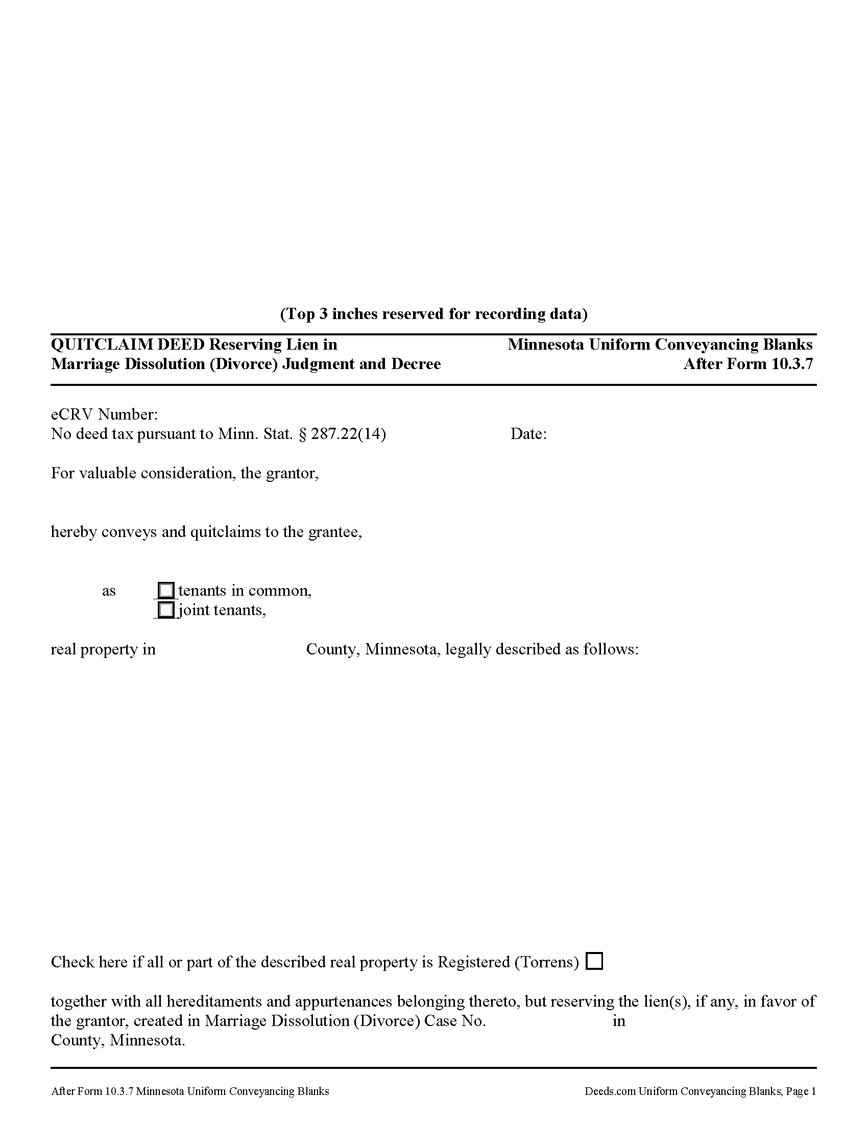 Quitclaim Deed Divorce Form