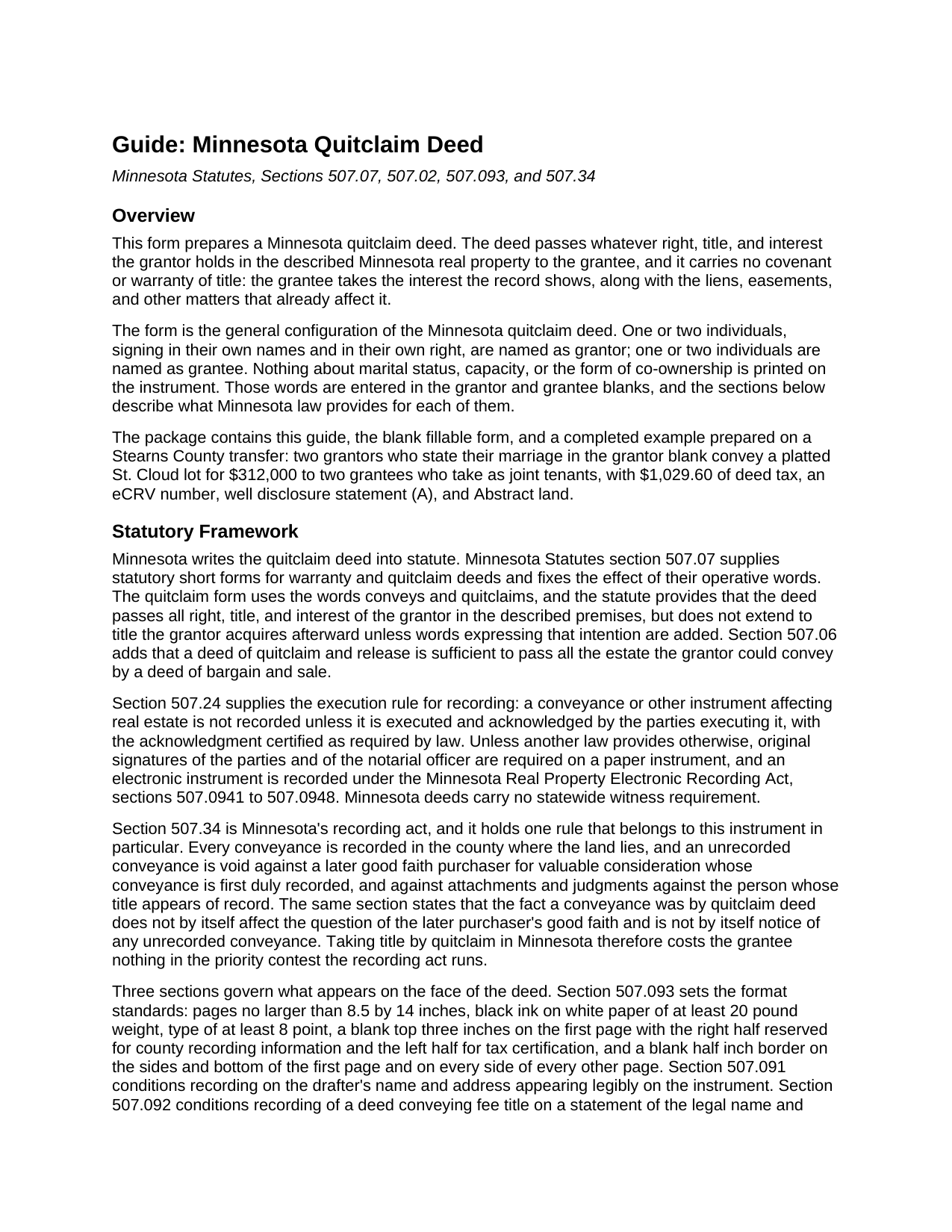 Pope County Quitclaim Deed Guide