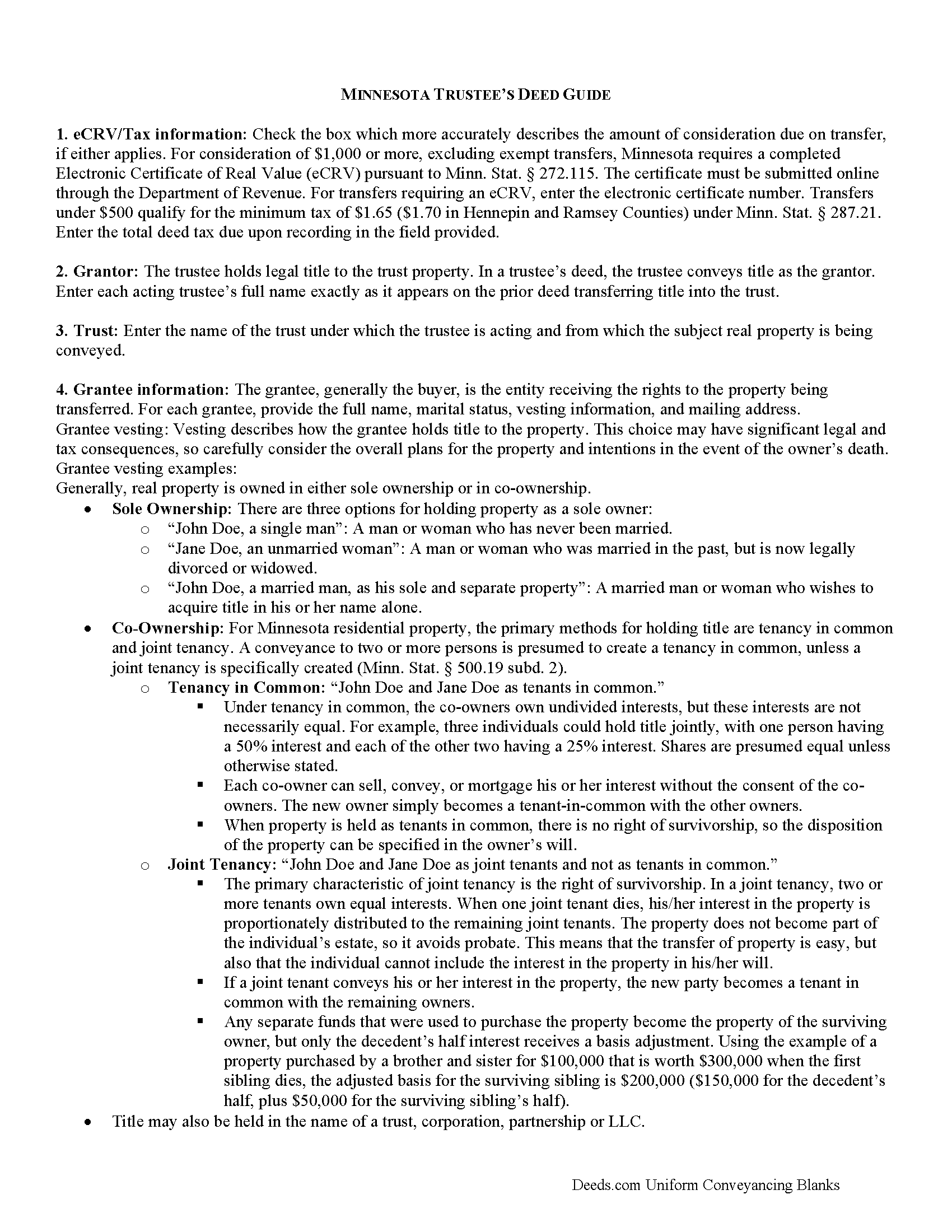 Chisago County Trustee Deed Guide