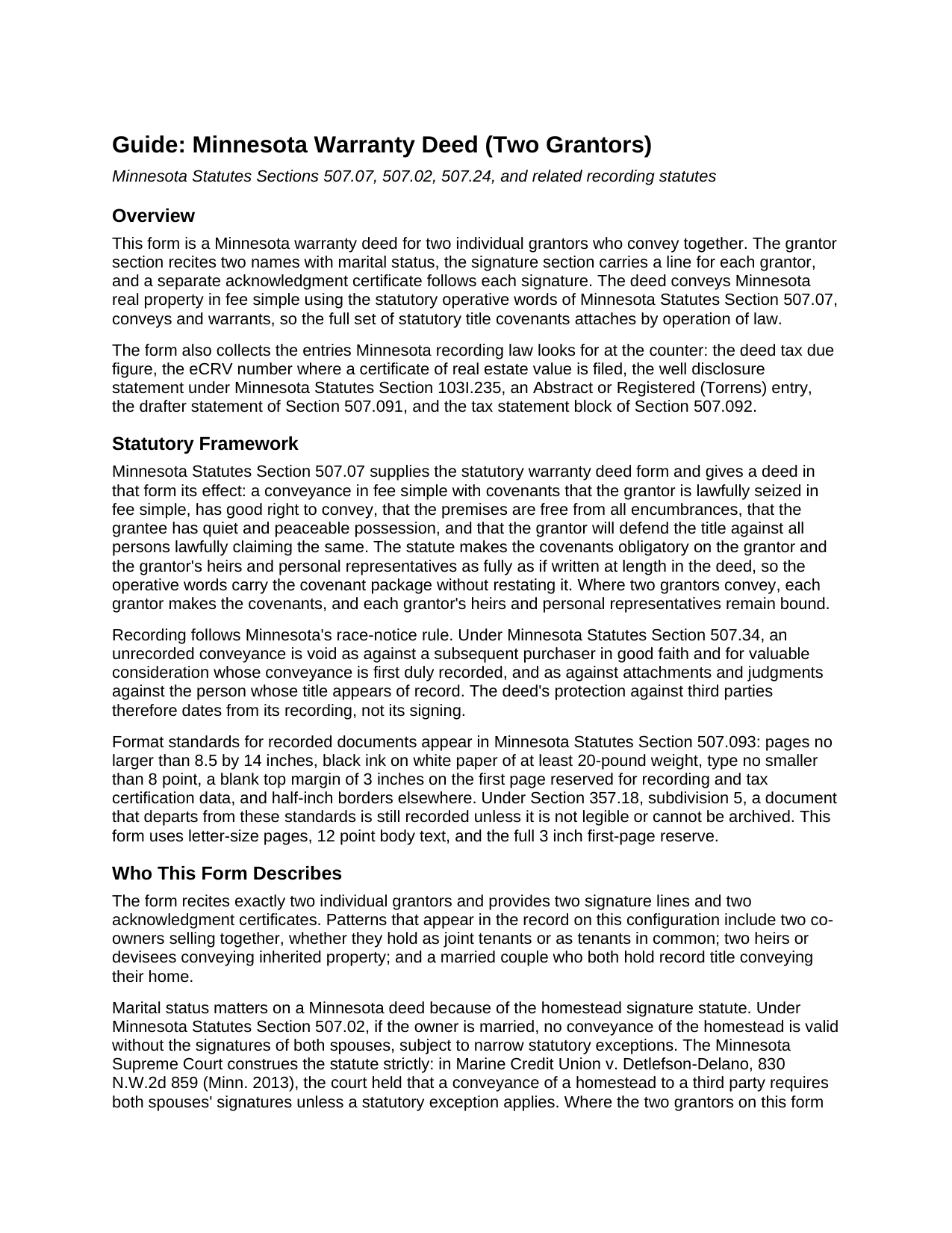 Cook County Warranty Deed (Two Grantors) Guide