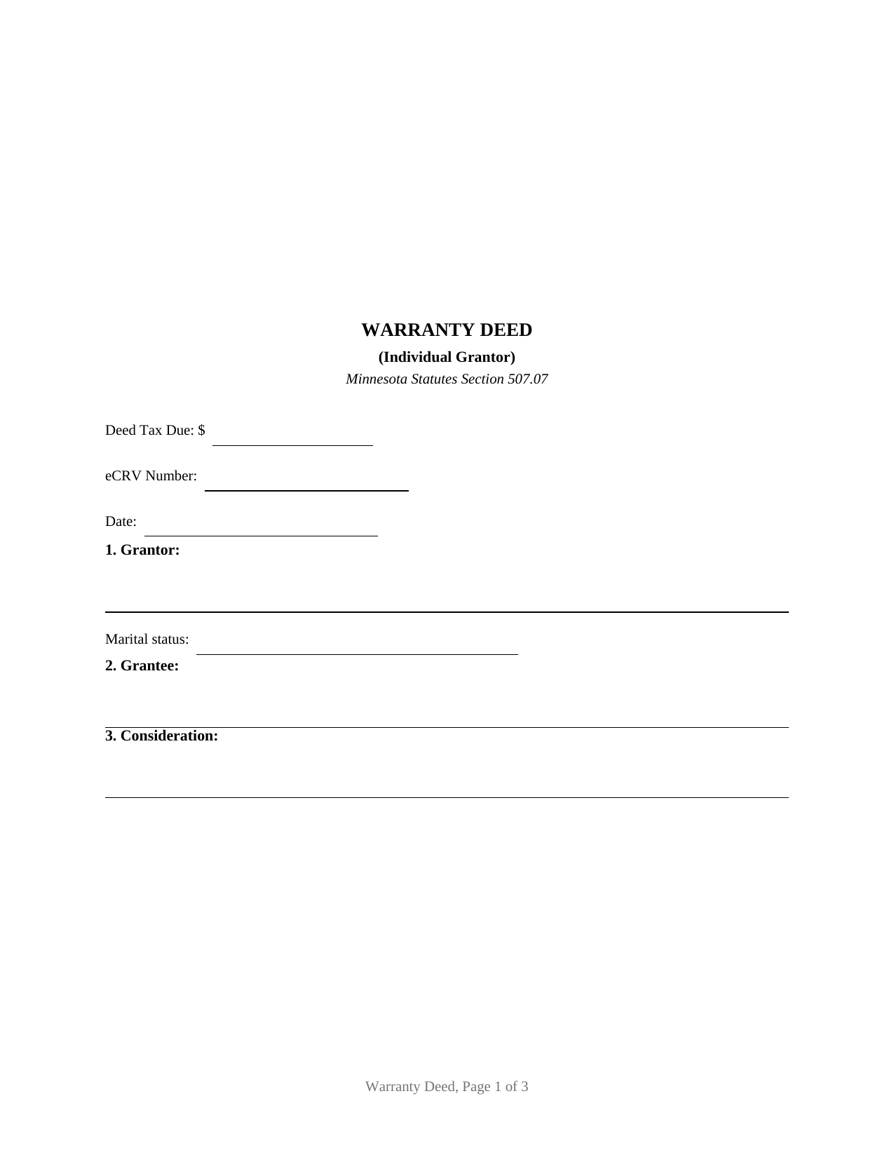 Mahnomen County Warranty Deed Form