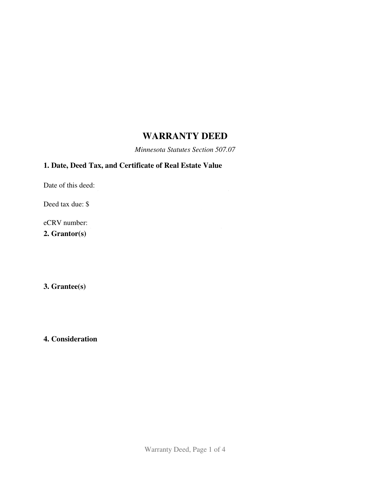 Anoka County Warranty Deed Form