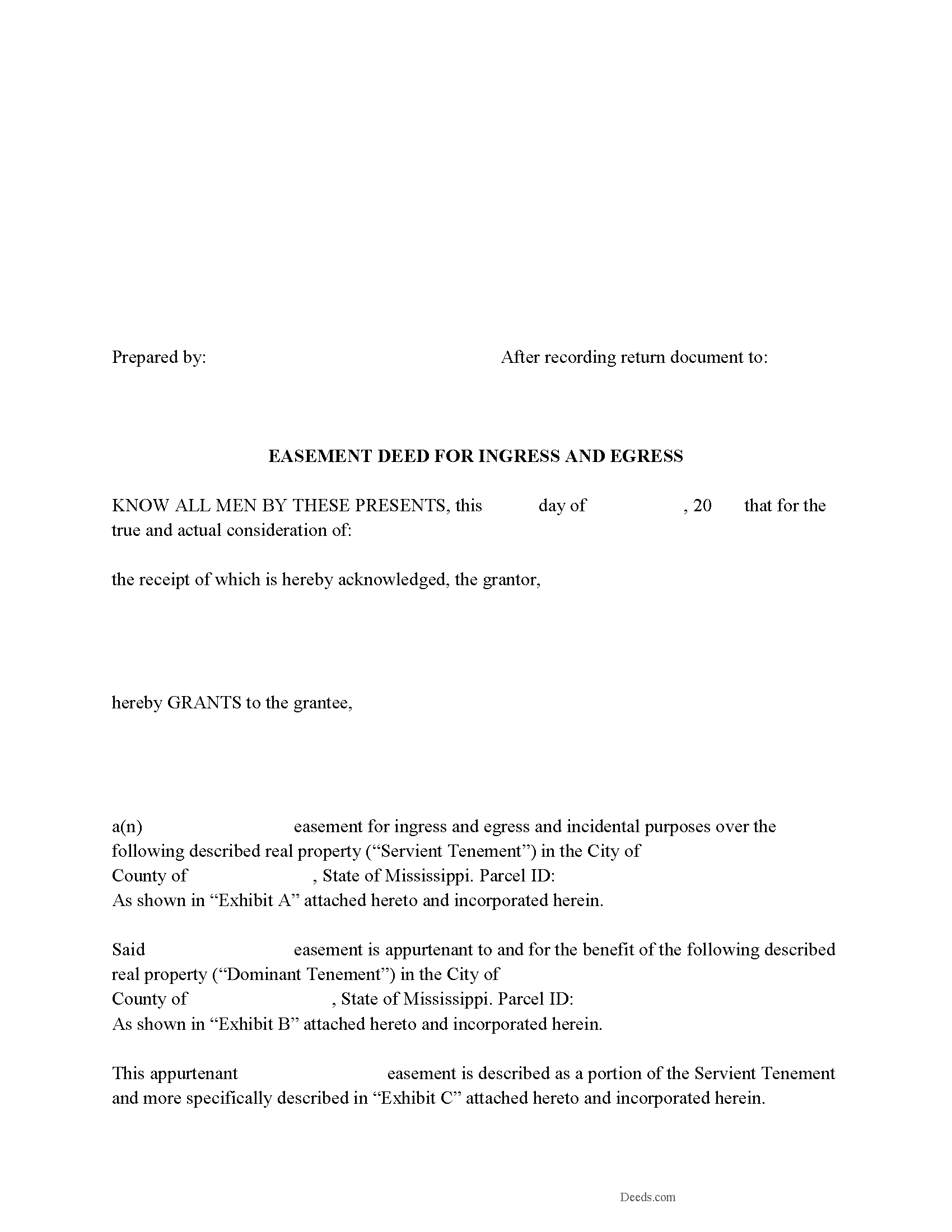 Alcorn County Easement Deed Form