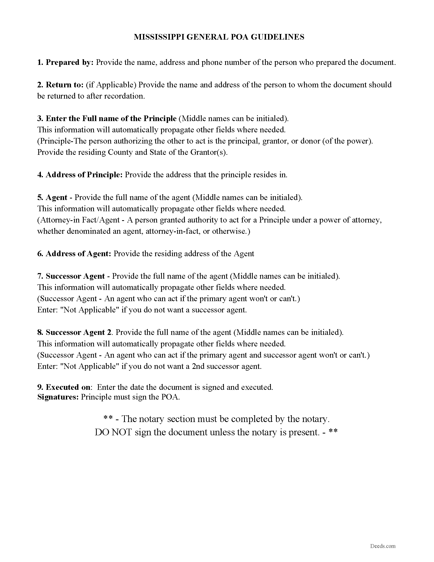 Lowndes County Guidelines General POA