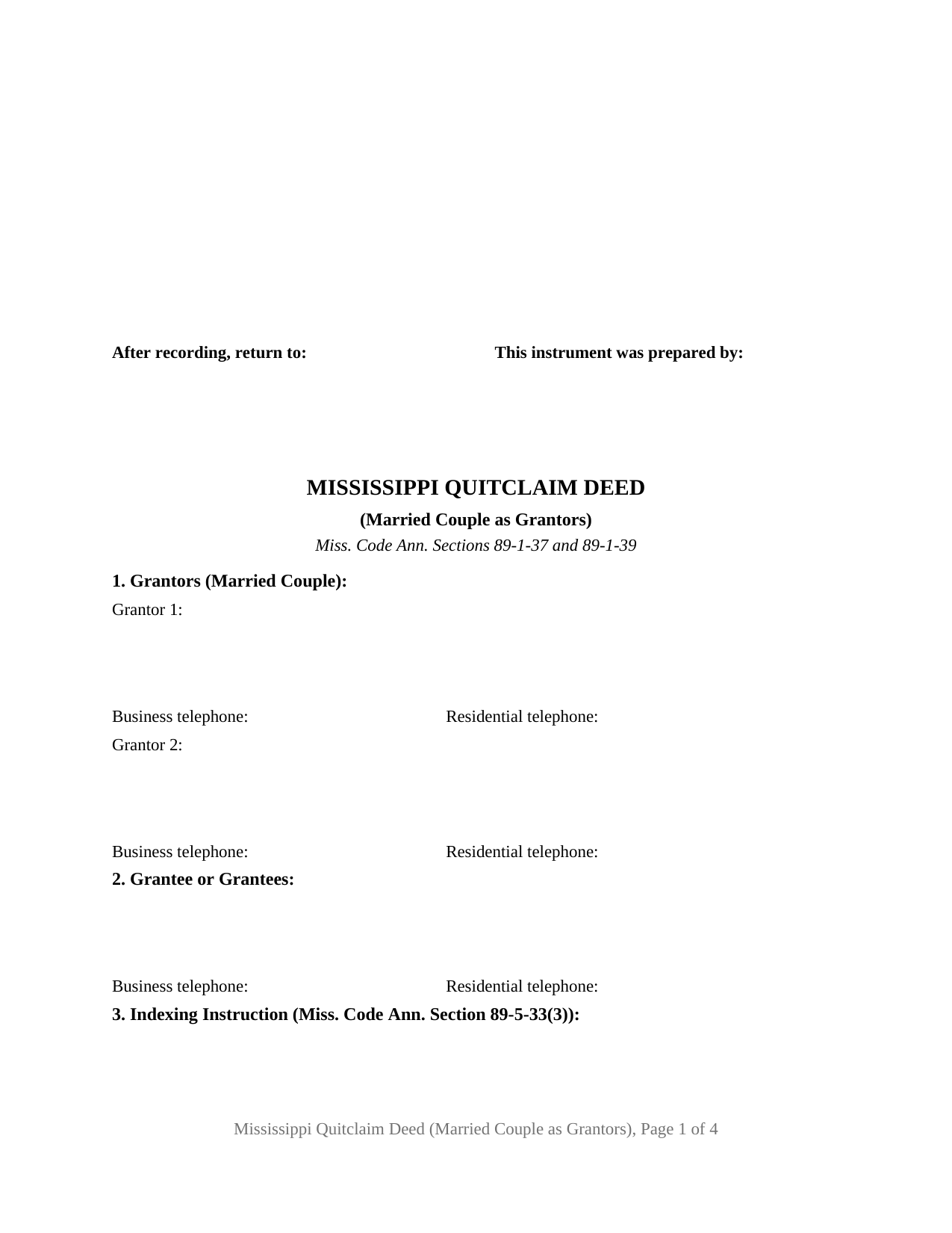 Jones County Quitclaim Deed (Married Couple as Grantors) Form