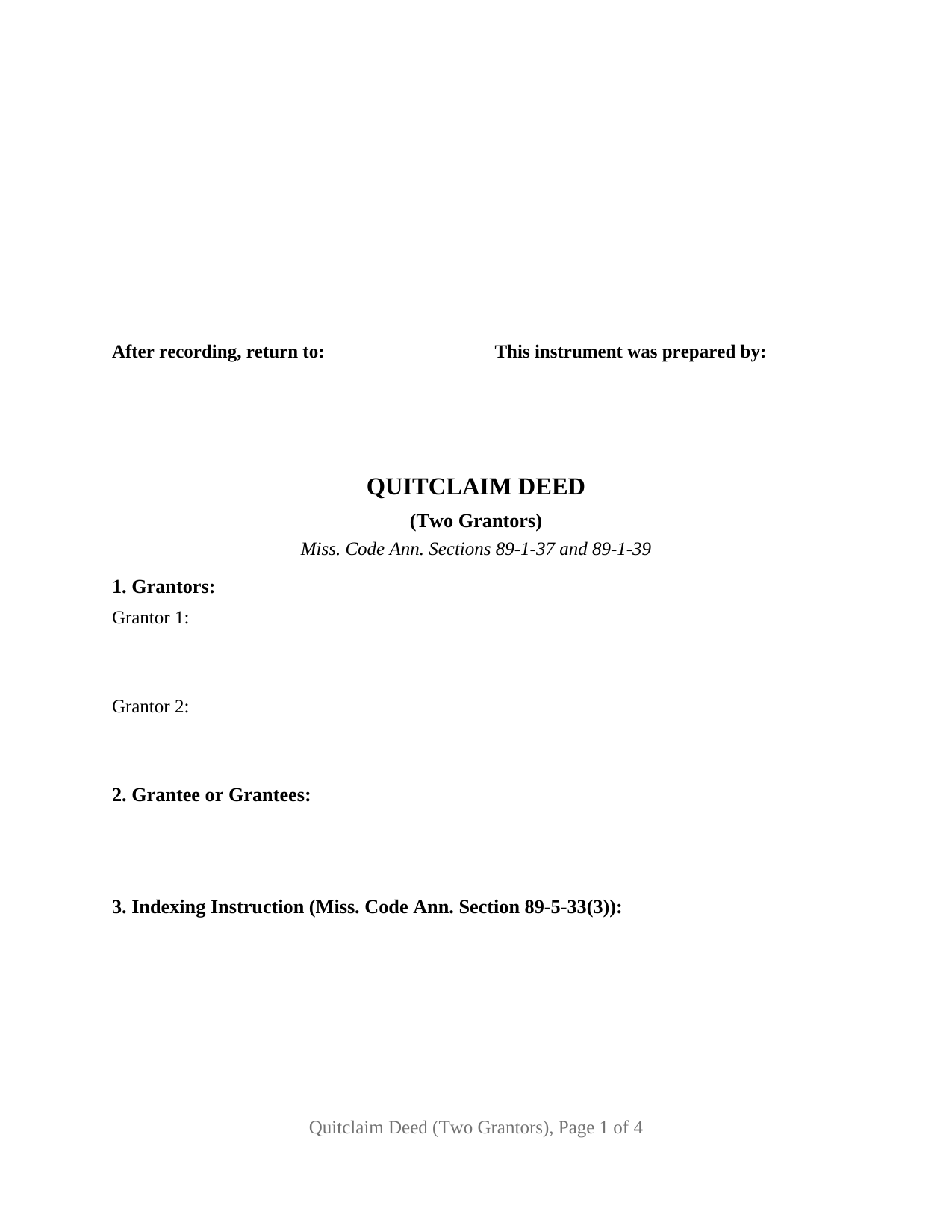 Greene County Quitclaim Deed (Two Grantors) Form