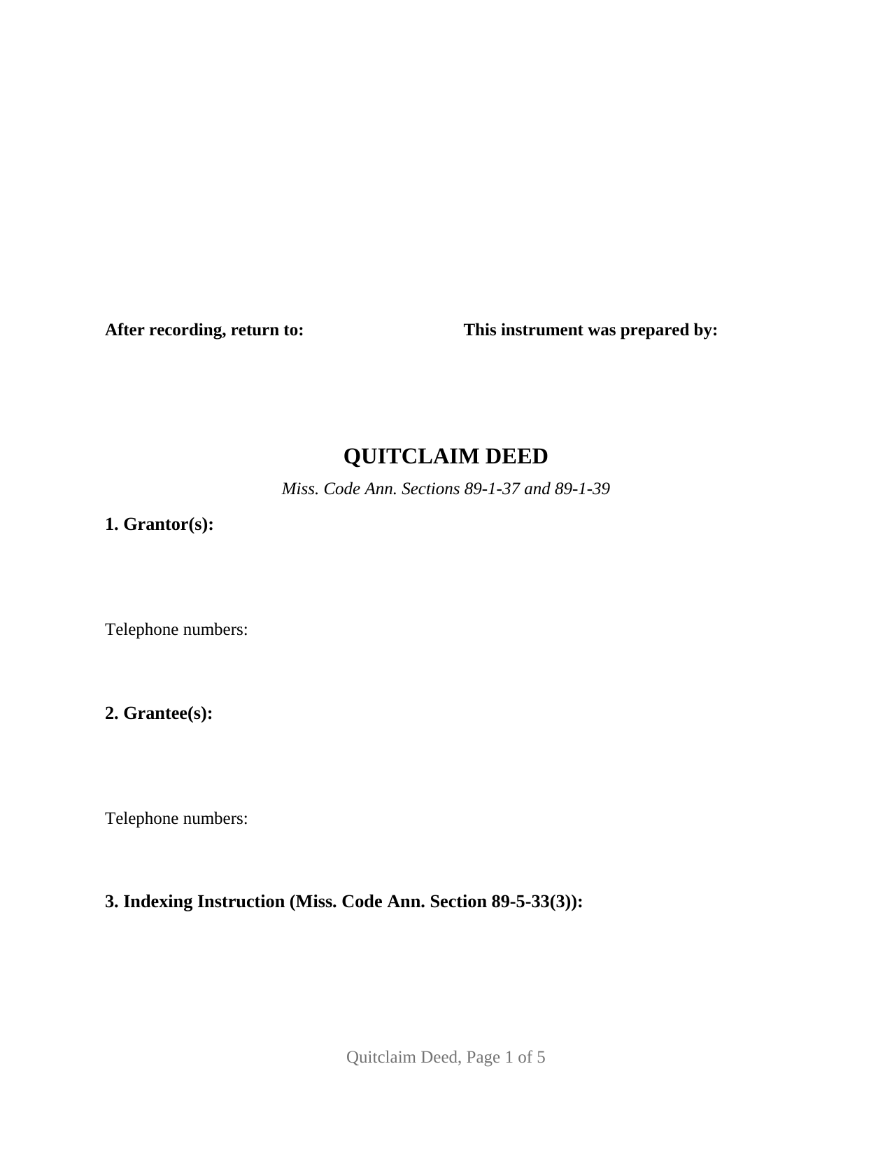 Winston County Quitclaim Deed Form