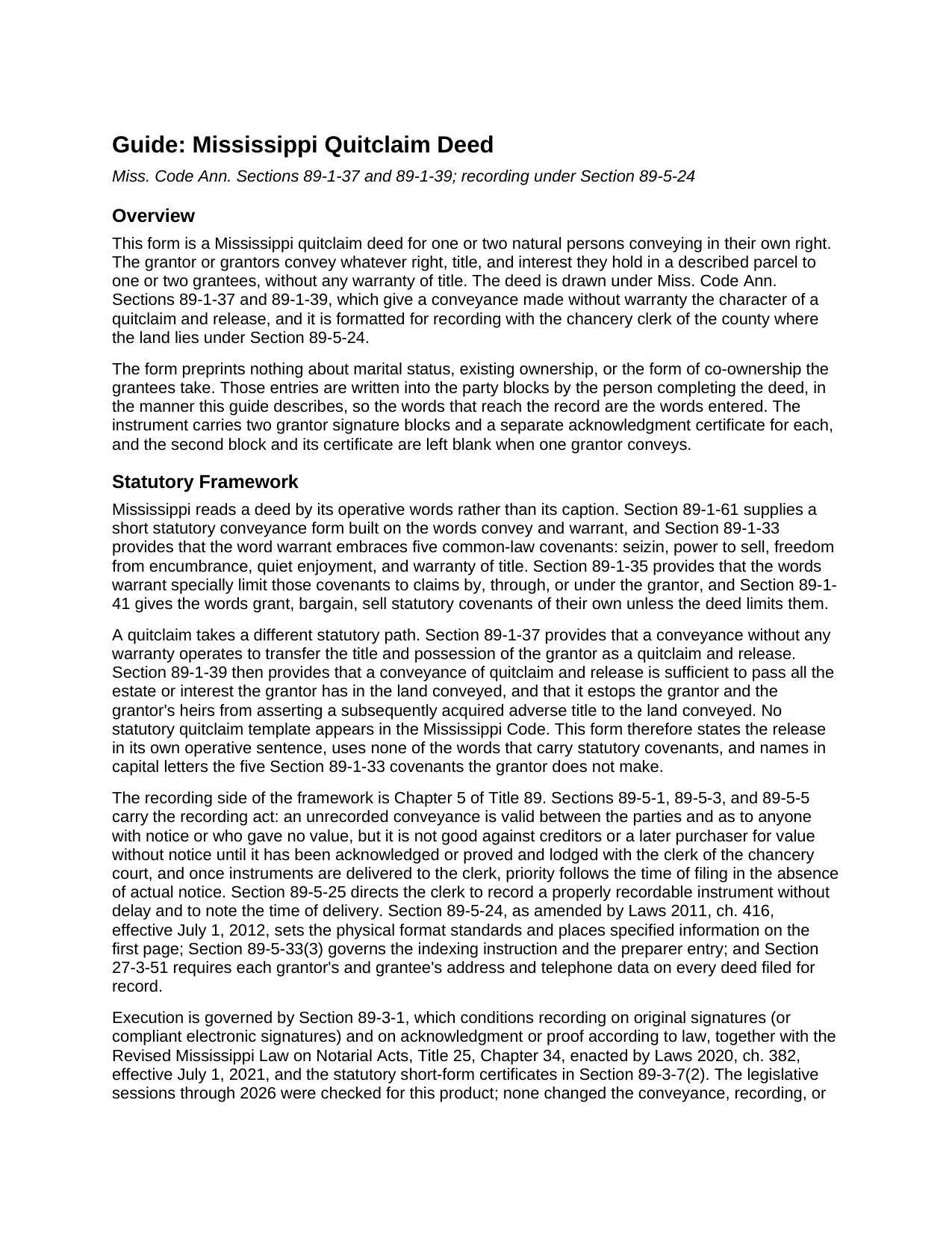 Winston County Quitclaim Deed Guide