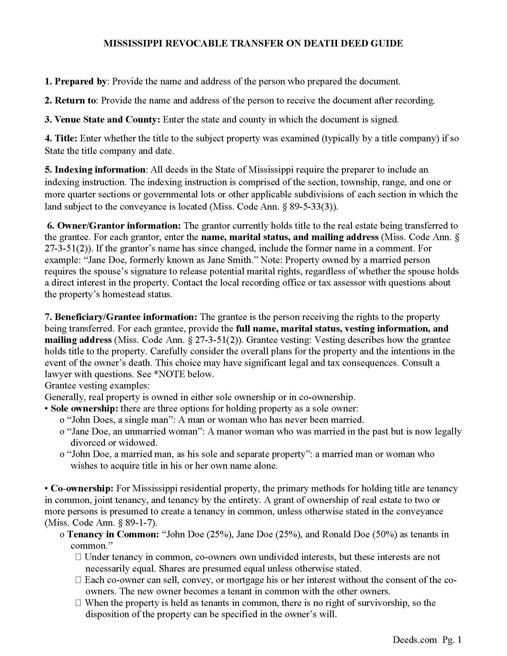 Noxubee County Revocable Transfer on Death Deed Guide