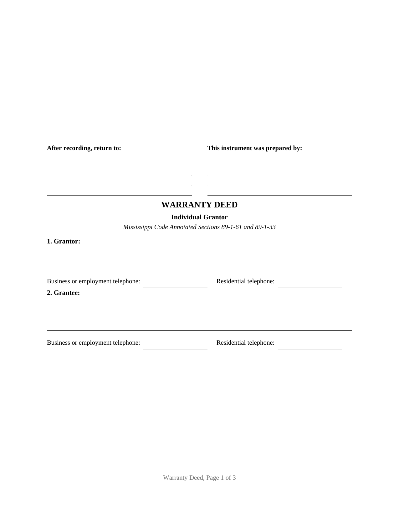 Clay County Warranty Deed Form