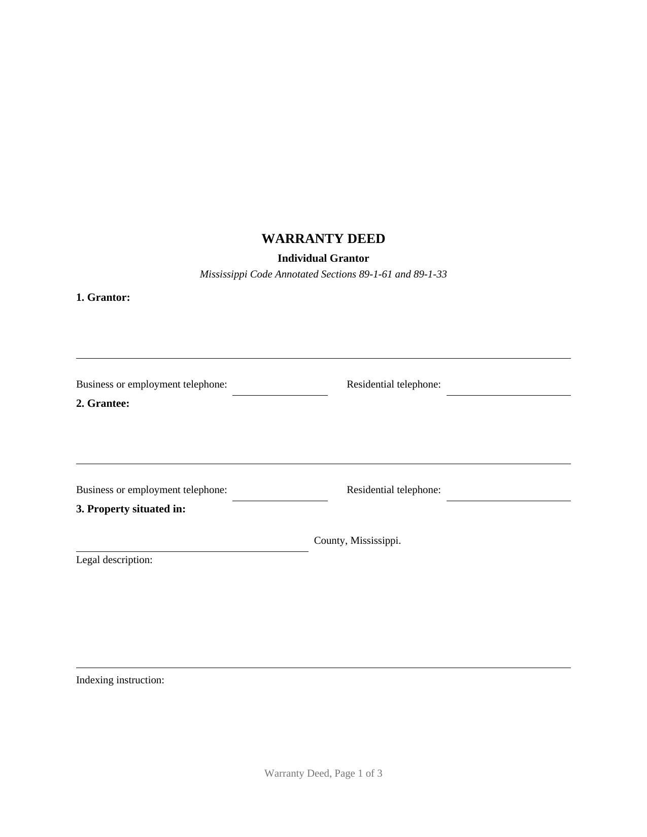 Rankin County Warranty Deed Form