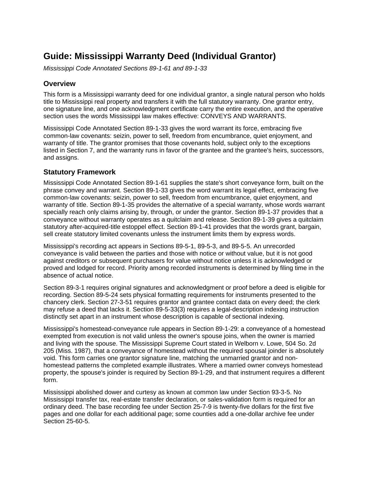 Rankin County Warranty Deed Guide