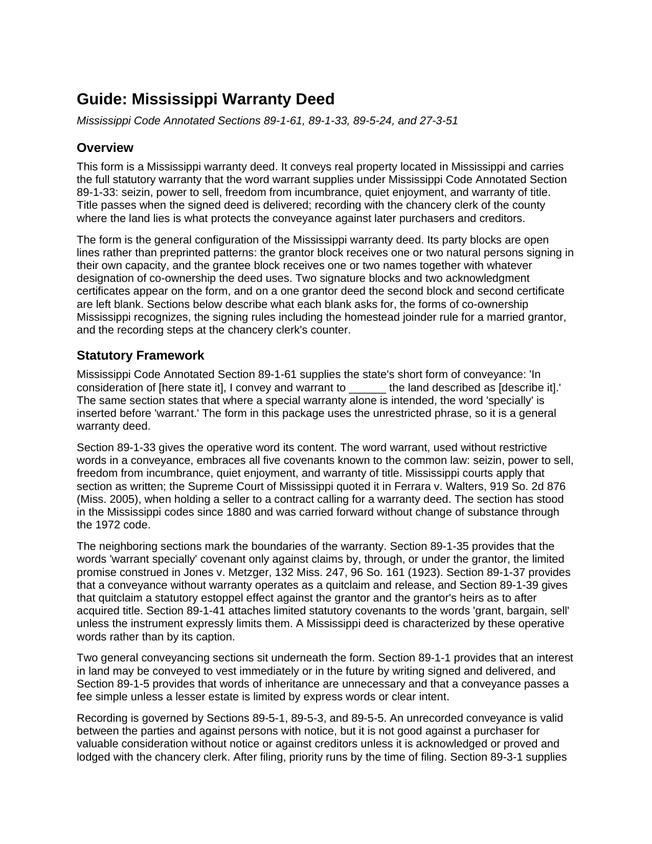 Perry County Warranty Deed Guide