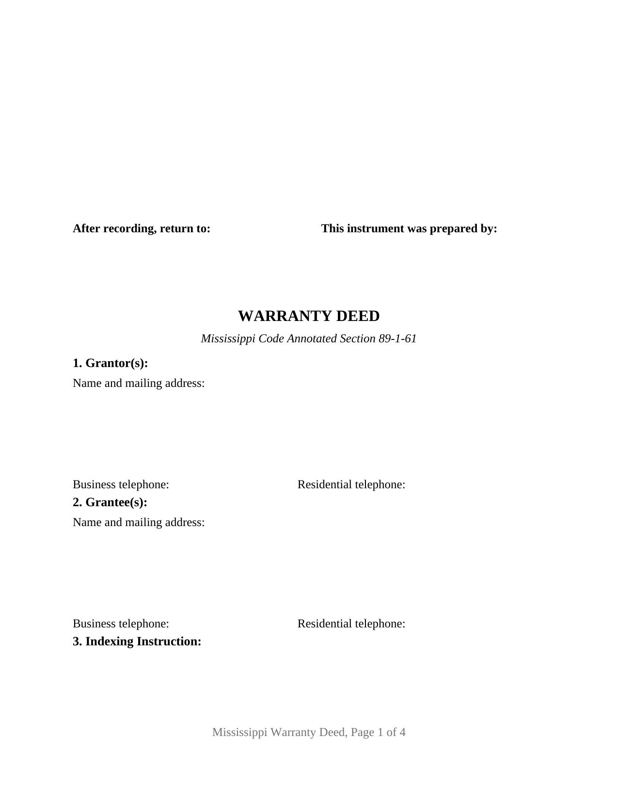 Walthall County Warranty Deed Form