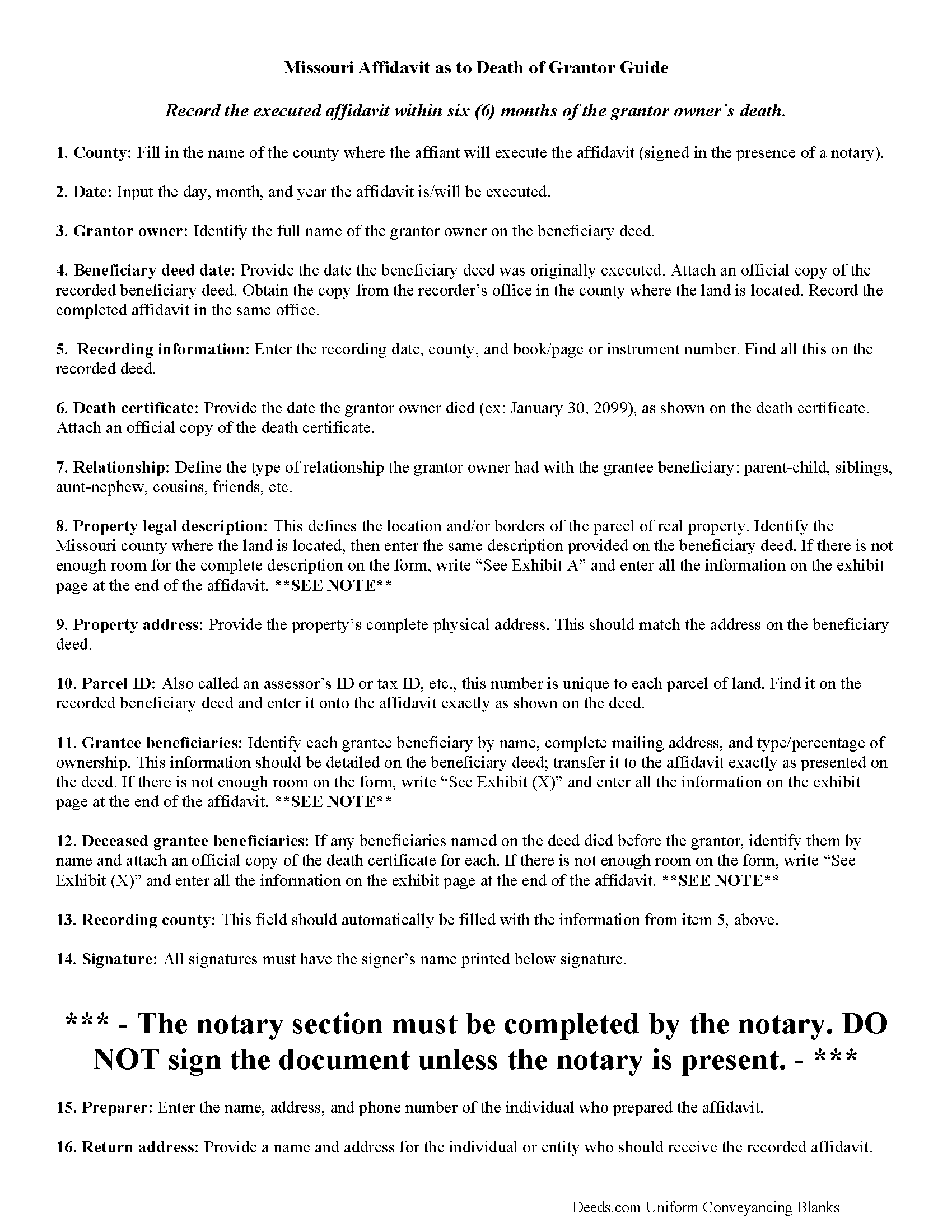 Shelby County Affidavit as to Death of Grantor Guide