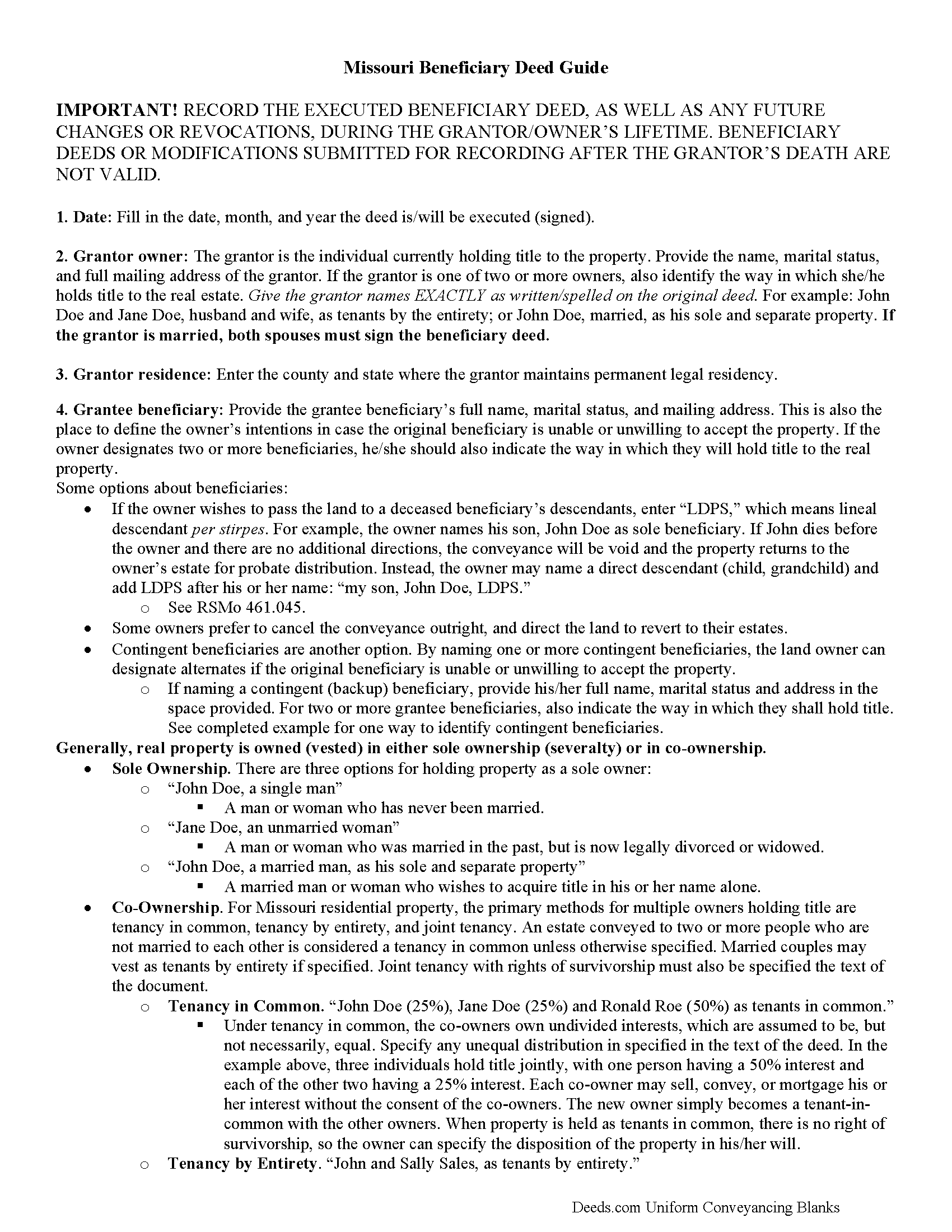 Bates County Beneficiary Deed Guide