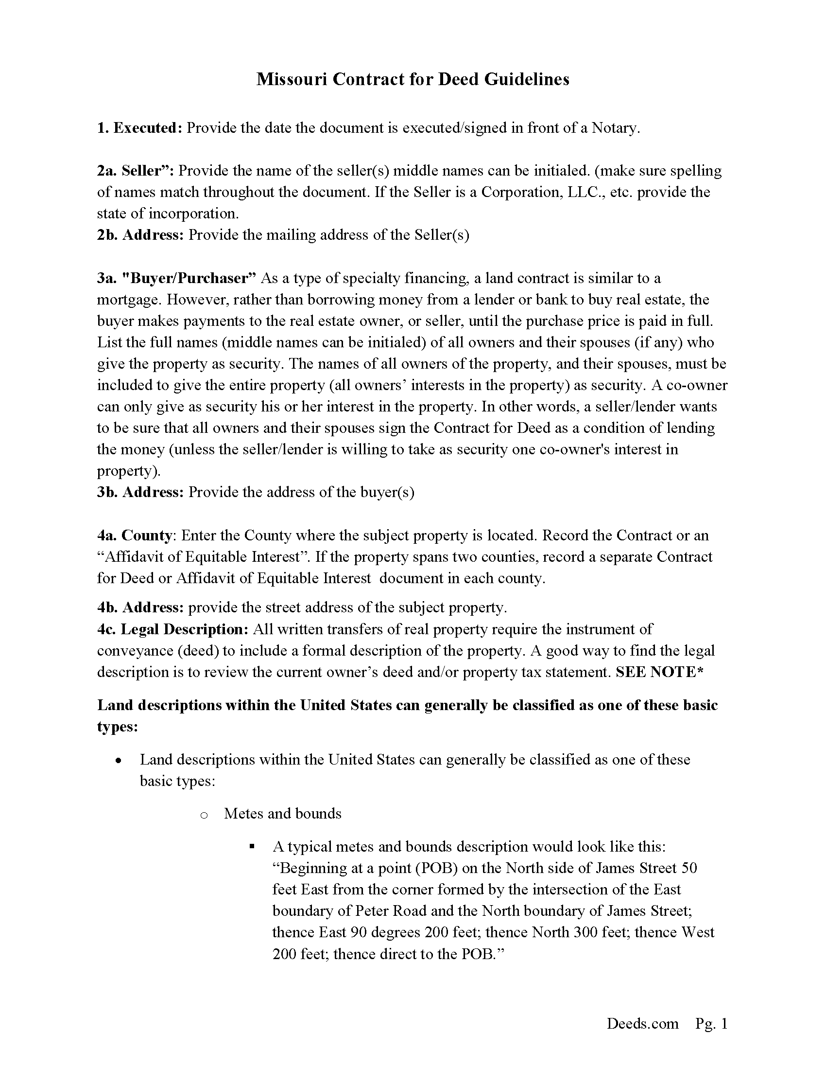 Shelby County Contract for Deed Guide