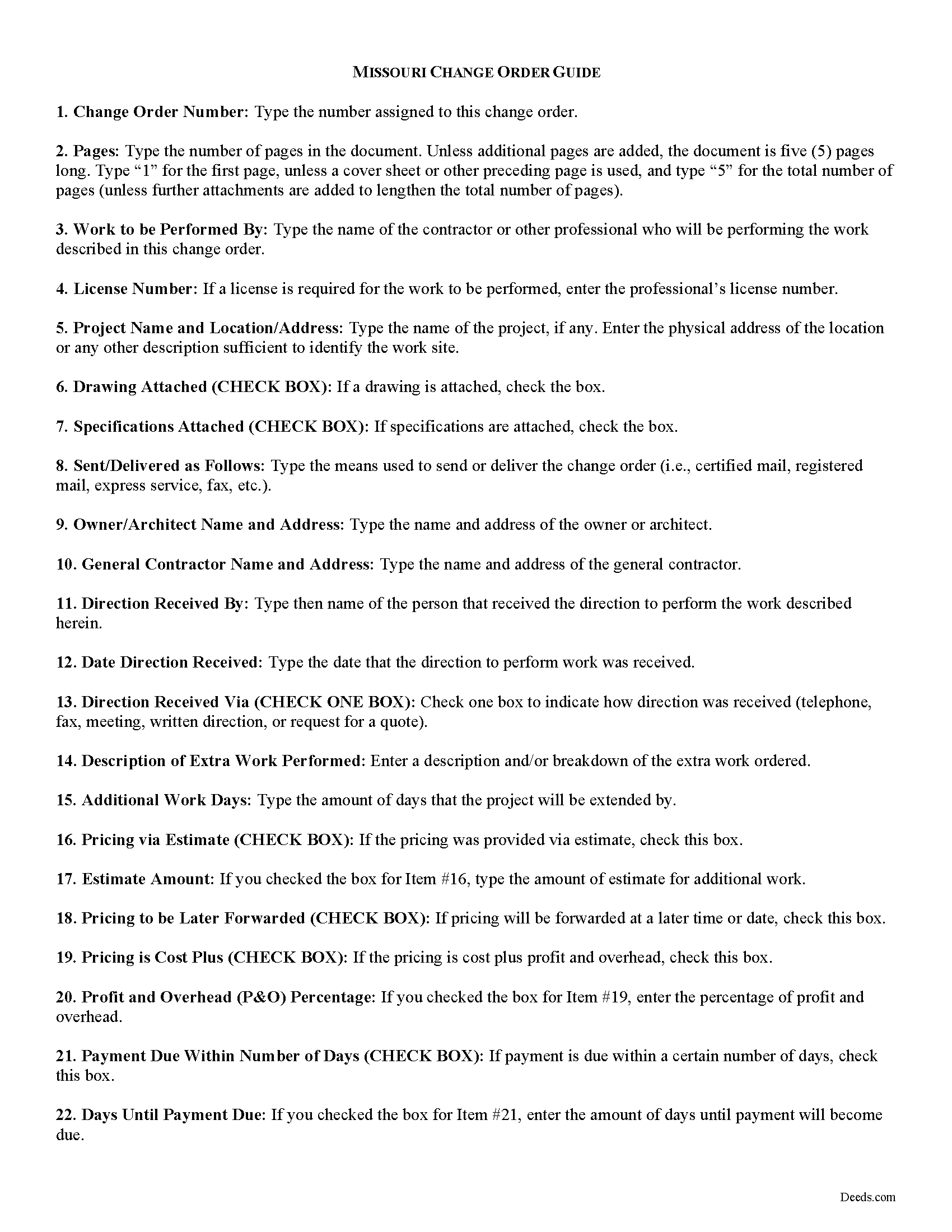 Gasconade County Change Order Guide