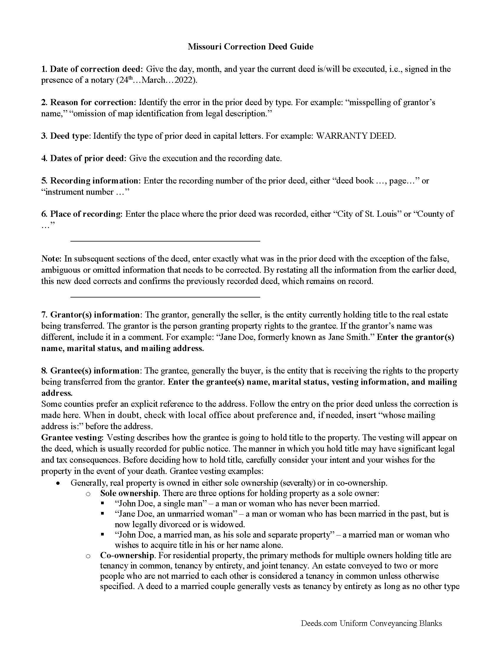 Bollinger County Correction Deed Guide