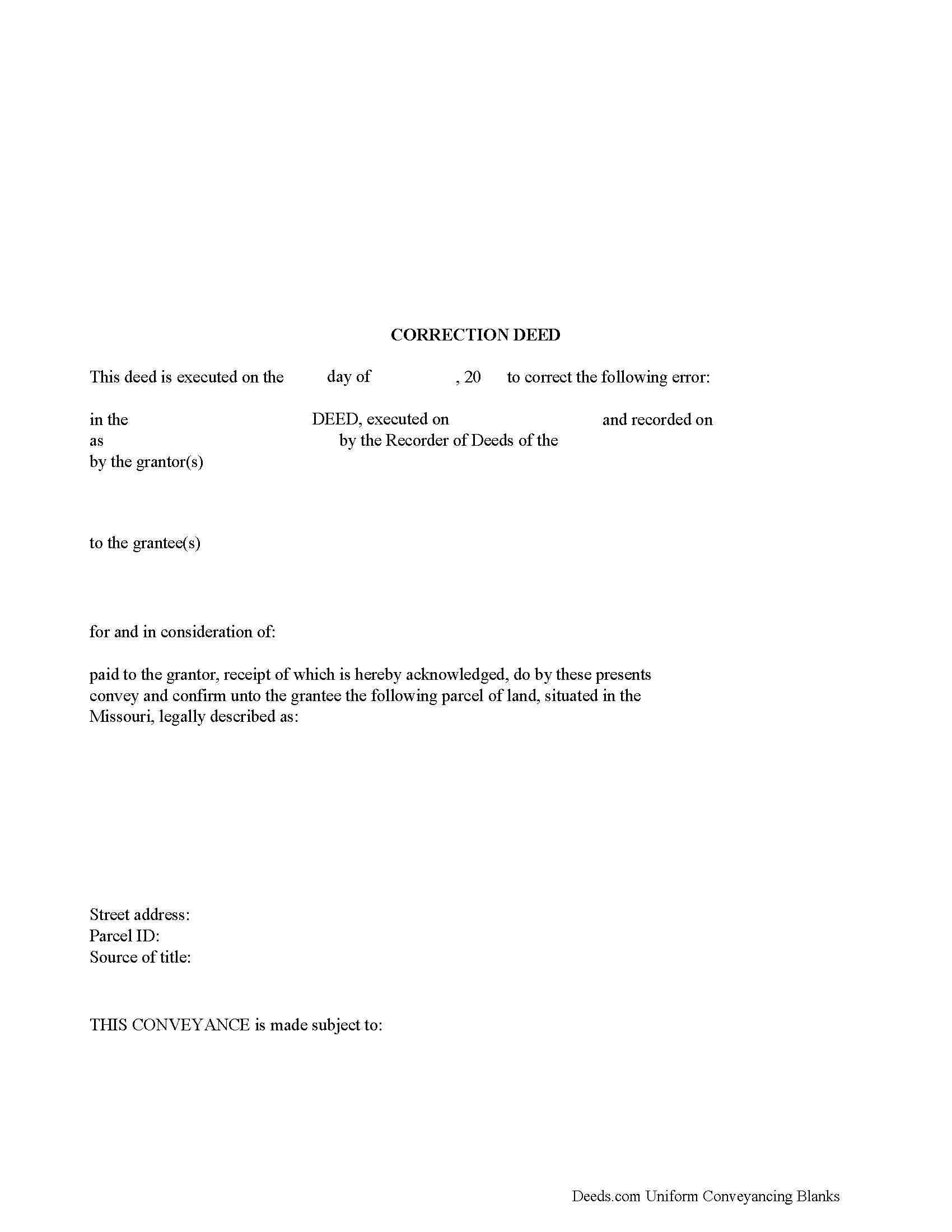 Bollinger County Correction Deed Form