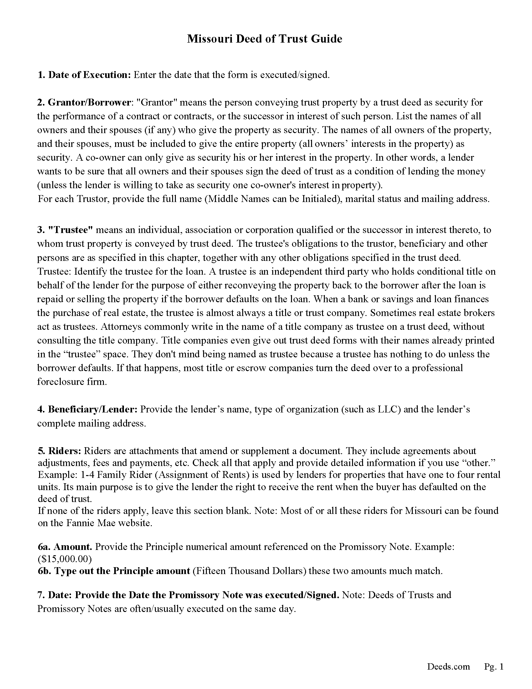 Warren County Deed of Trust Guidelines
