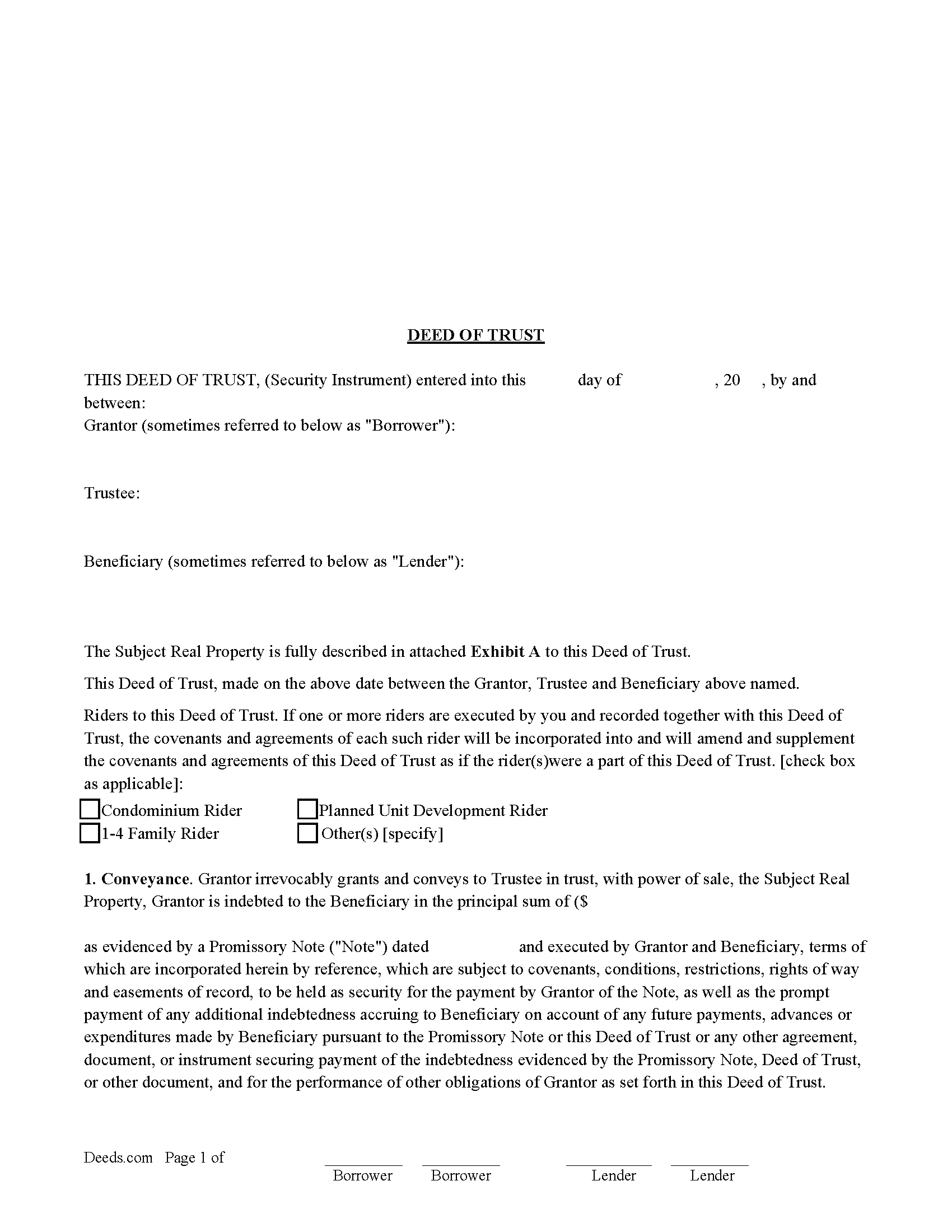 Warren County Deed of Trust Form