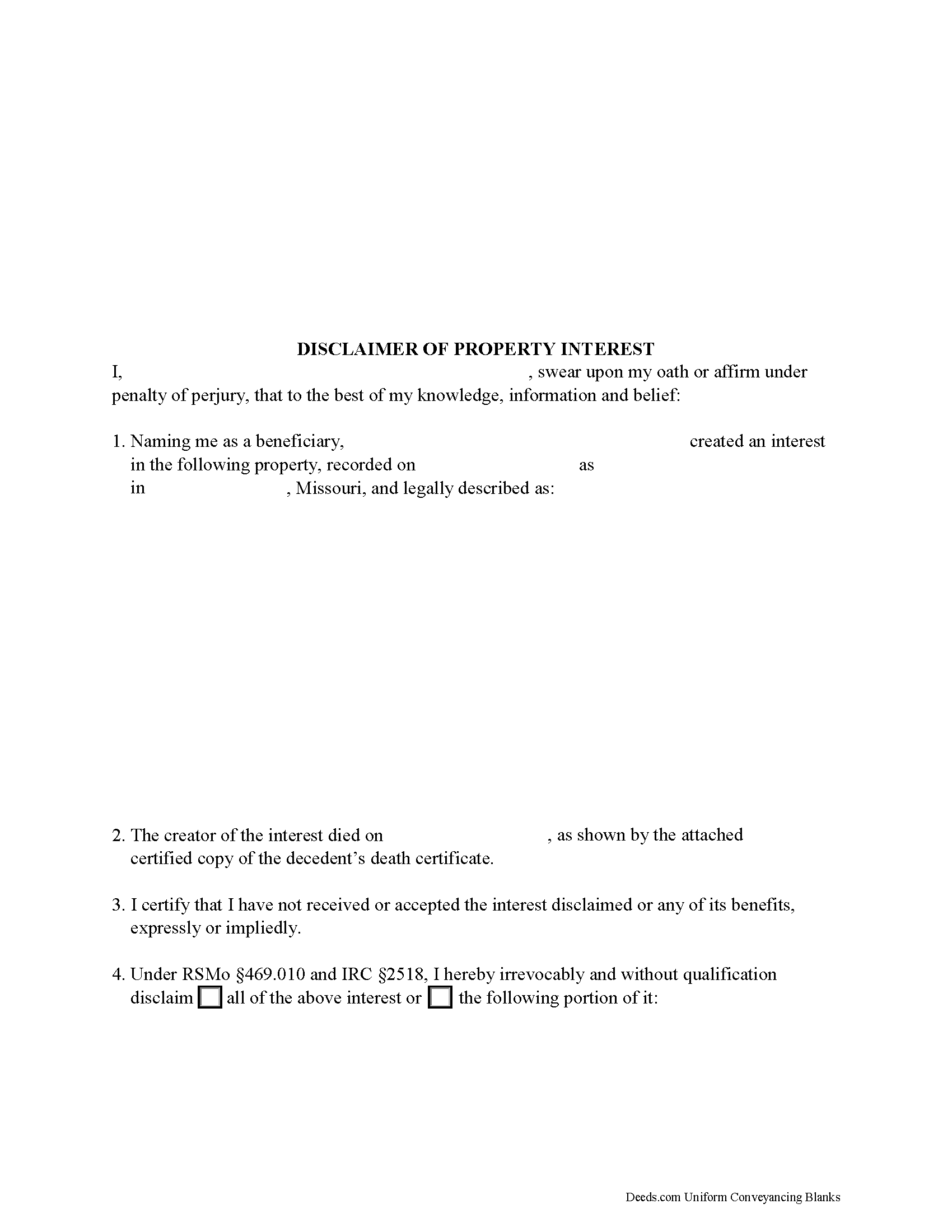 Disclaimer of Interest Form