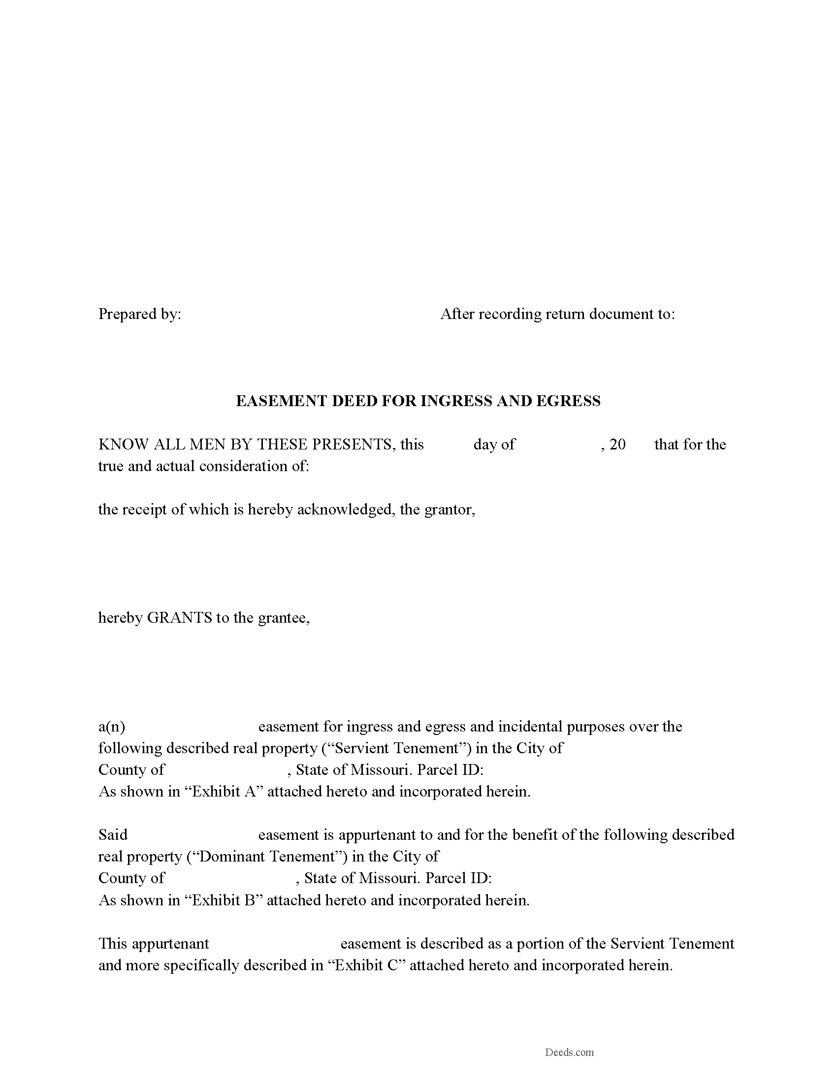 Shelby County Easement Deed Form