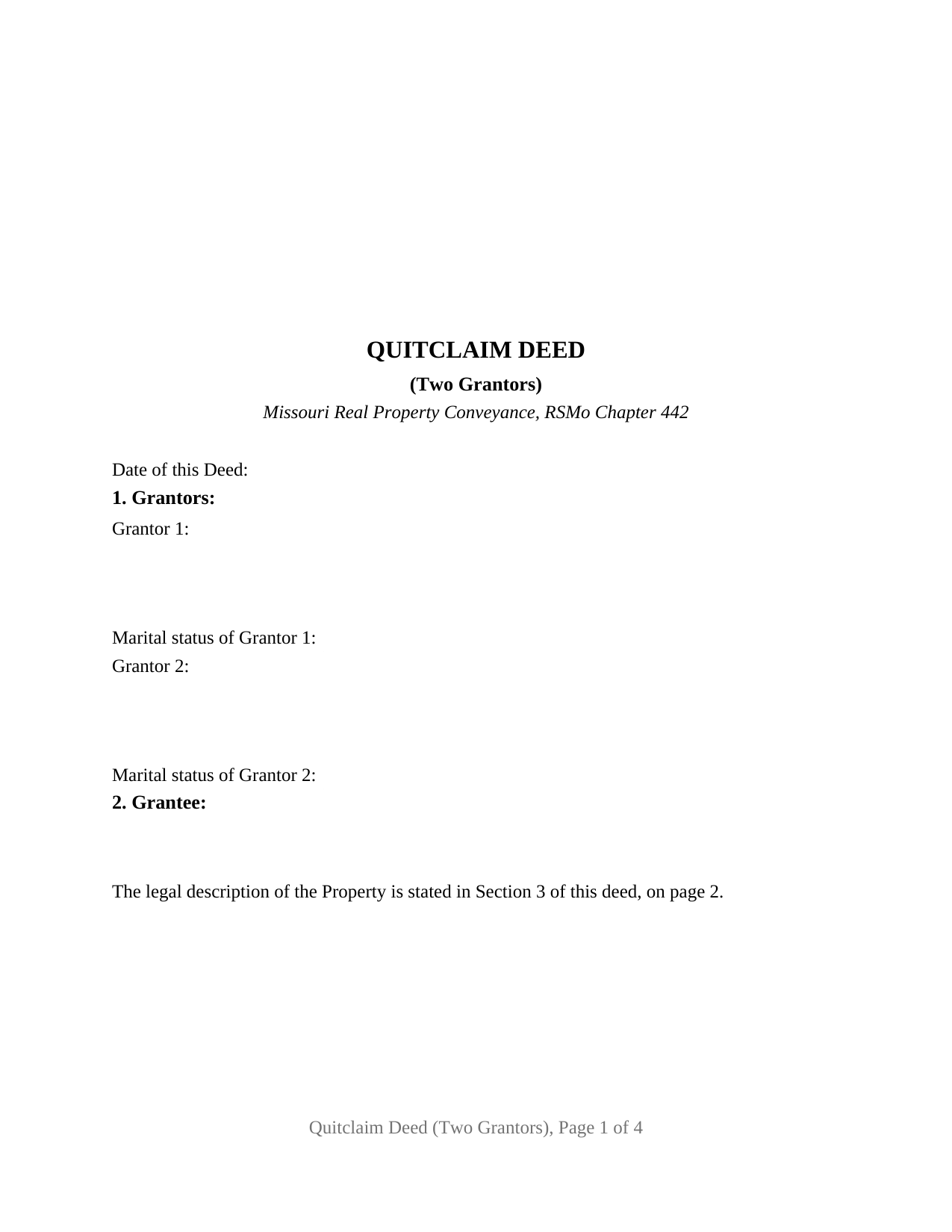Missouri Quitclaim Deed (Two Grantors)