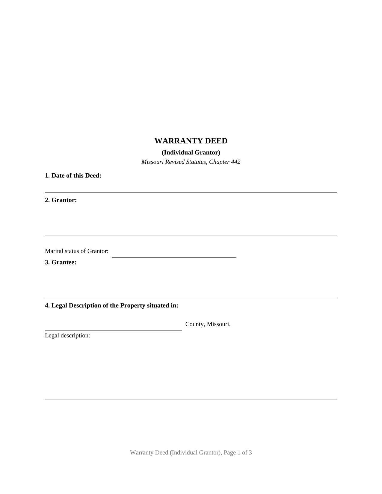 Missouri Warranty Deed (Individual Grantor)