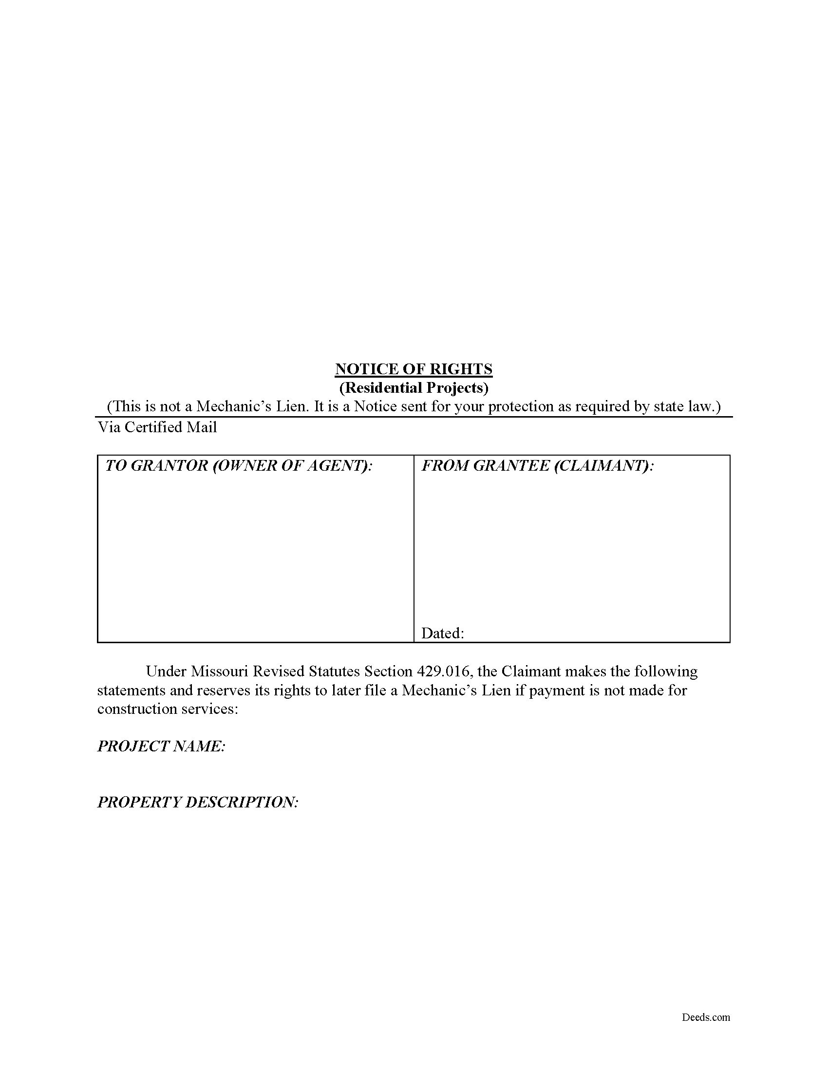 Notice of Rights Form