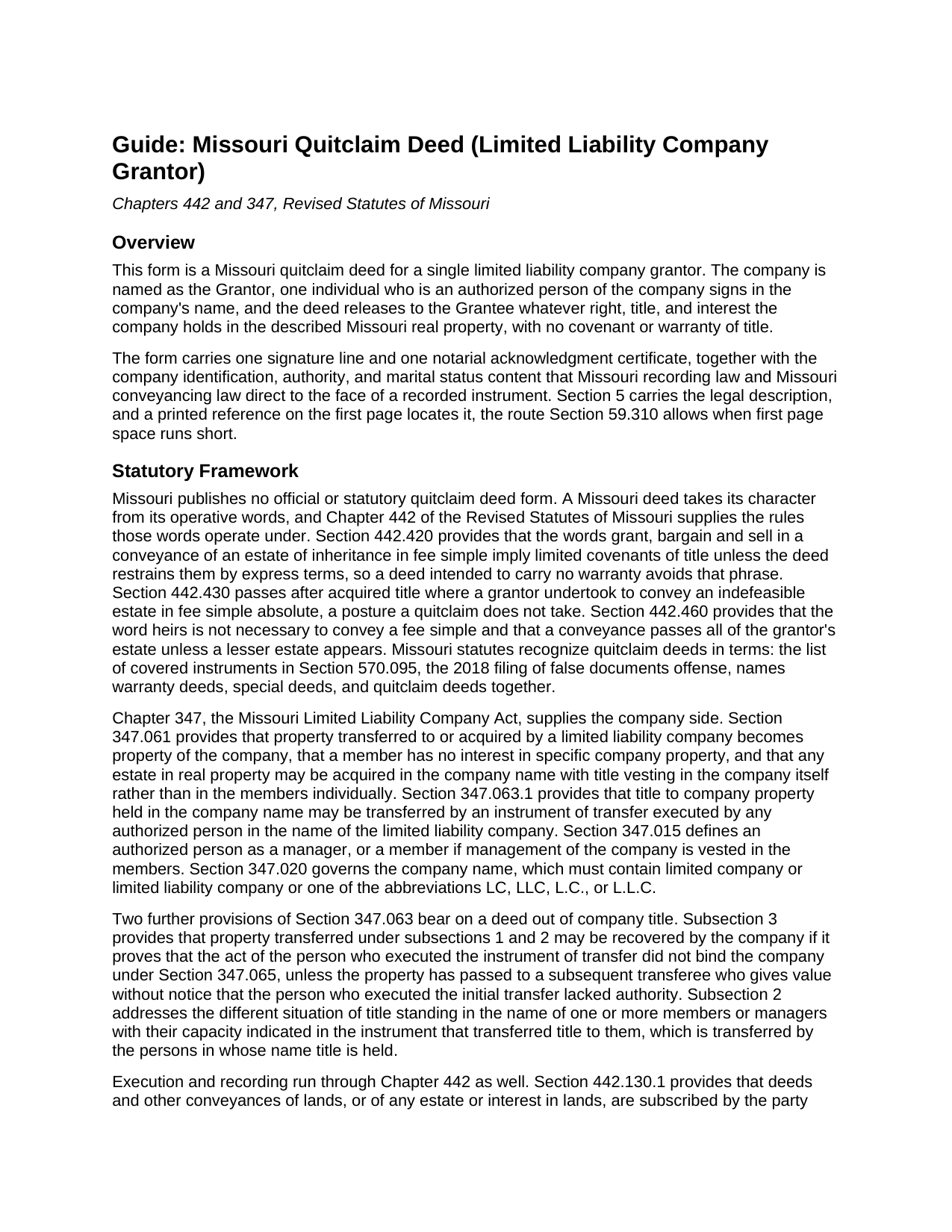 Oregon County Quitclaim Deed (LLC Grantor) Guide