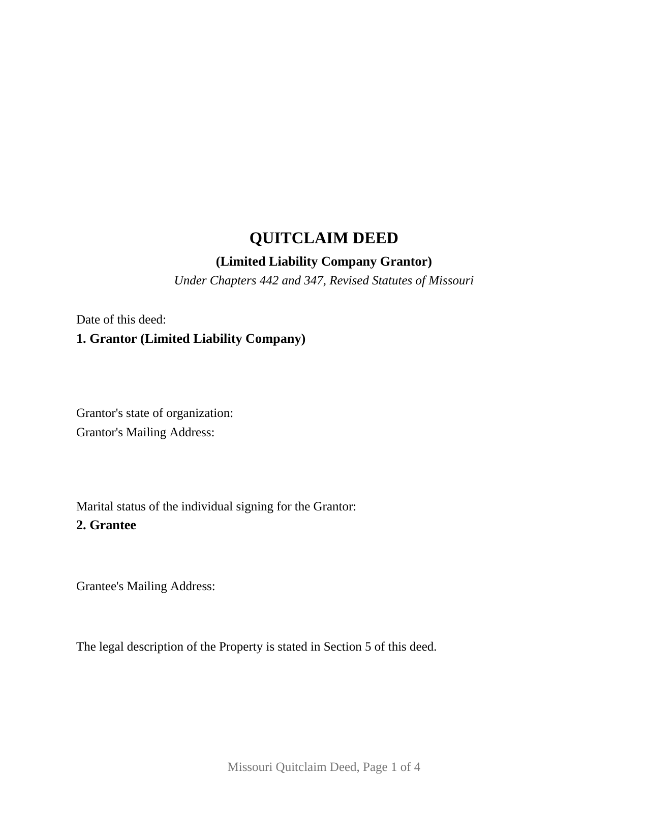 Buchanan County Quitclaim Deed (LLC Grantor) Form