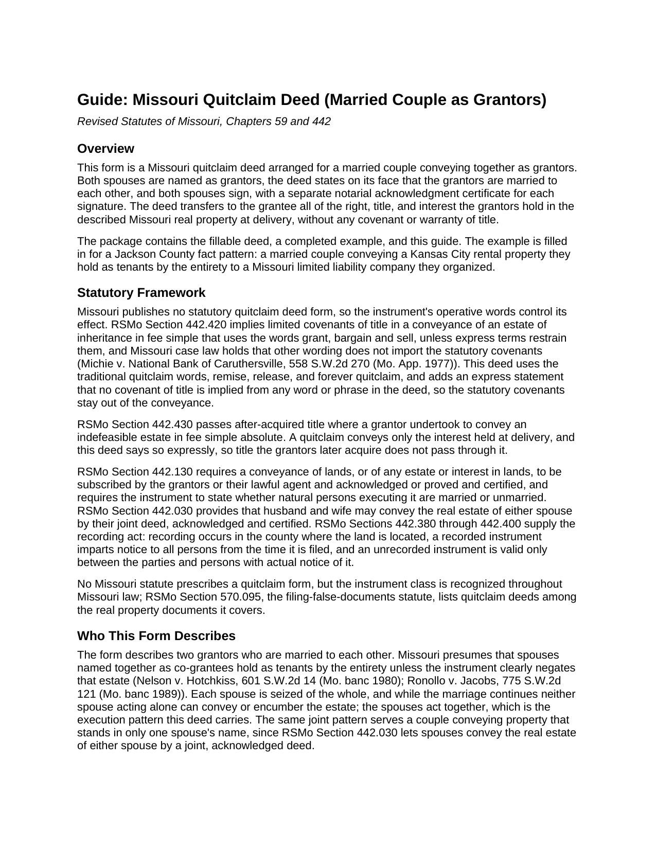 Shelby County Quitclaim Deed (Married Couple as Grantors) Guide
