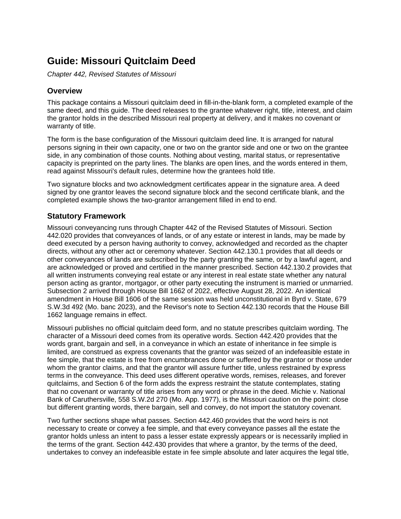 Laclede County Quitclaim Deed Guide
