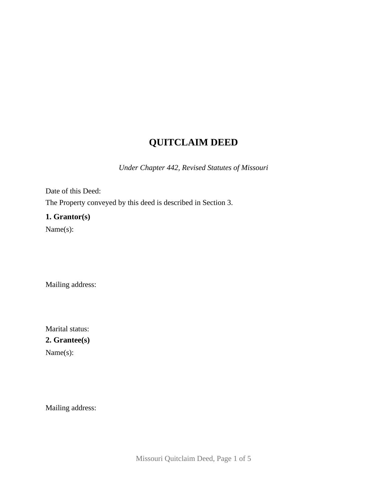 Phelps County Quitclaim Deed Form