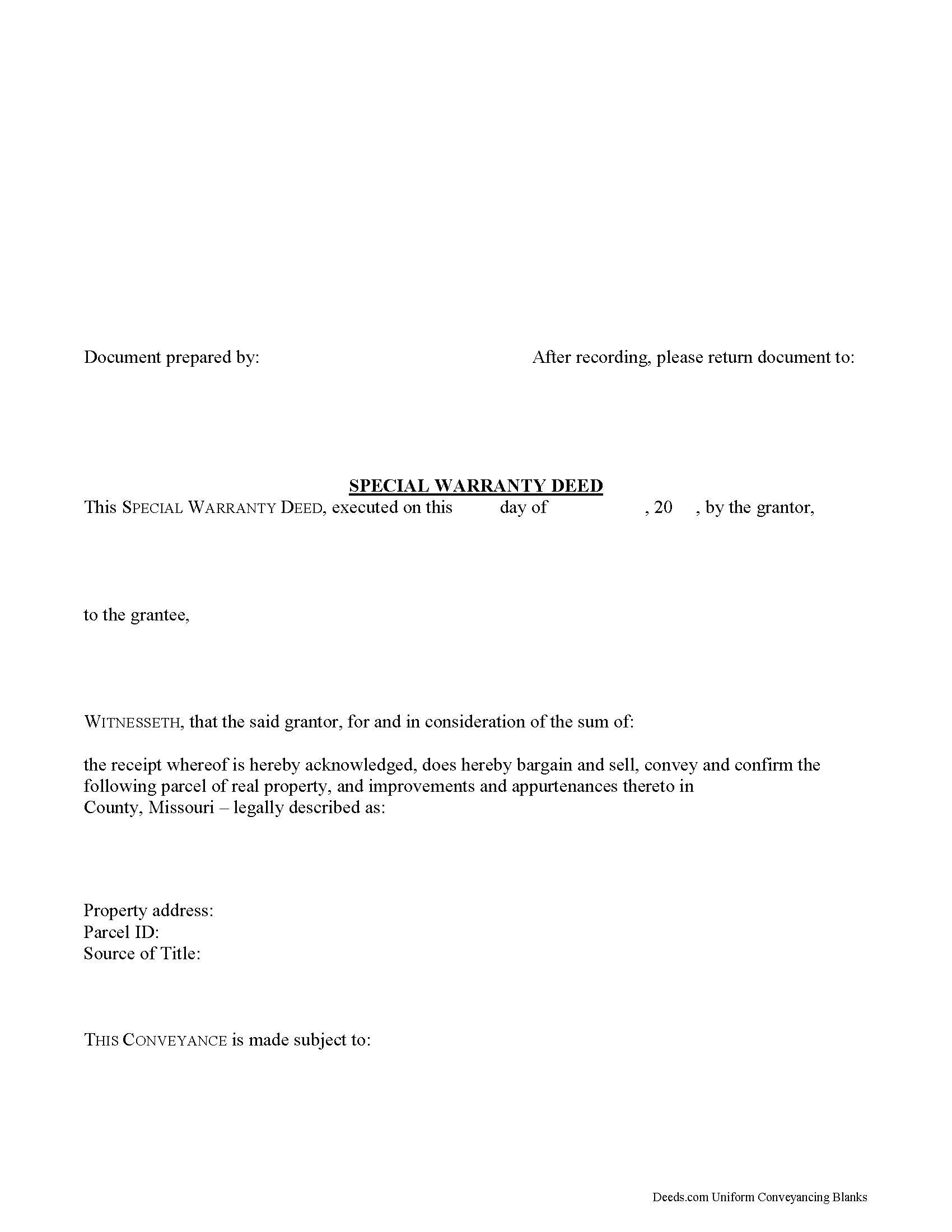 Lewis County Special Warranty Deed Form